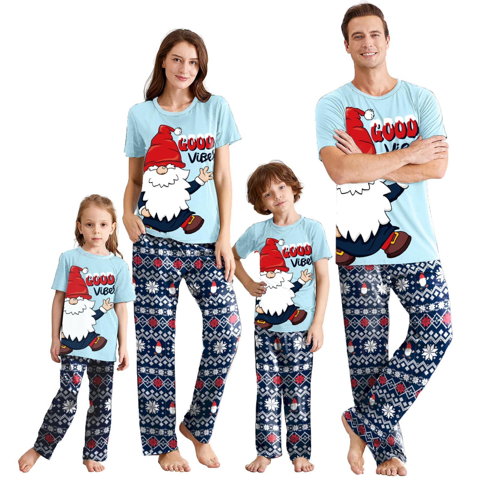 IFFEI Family Christmas Pajamas Matching Sets with Short Sleeve Tops