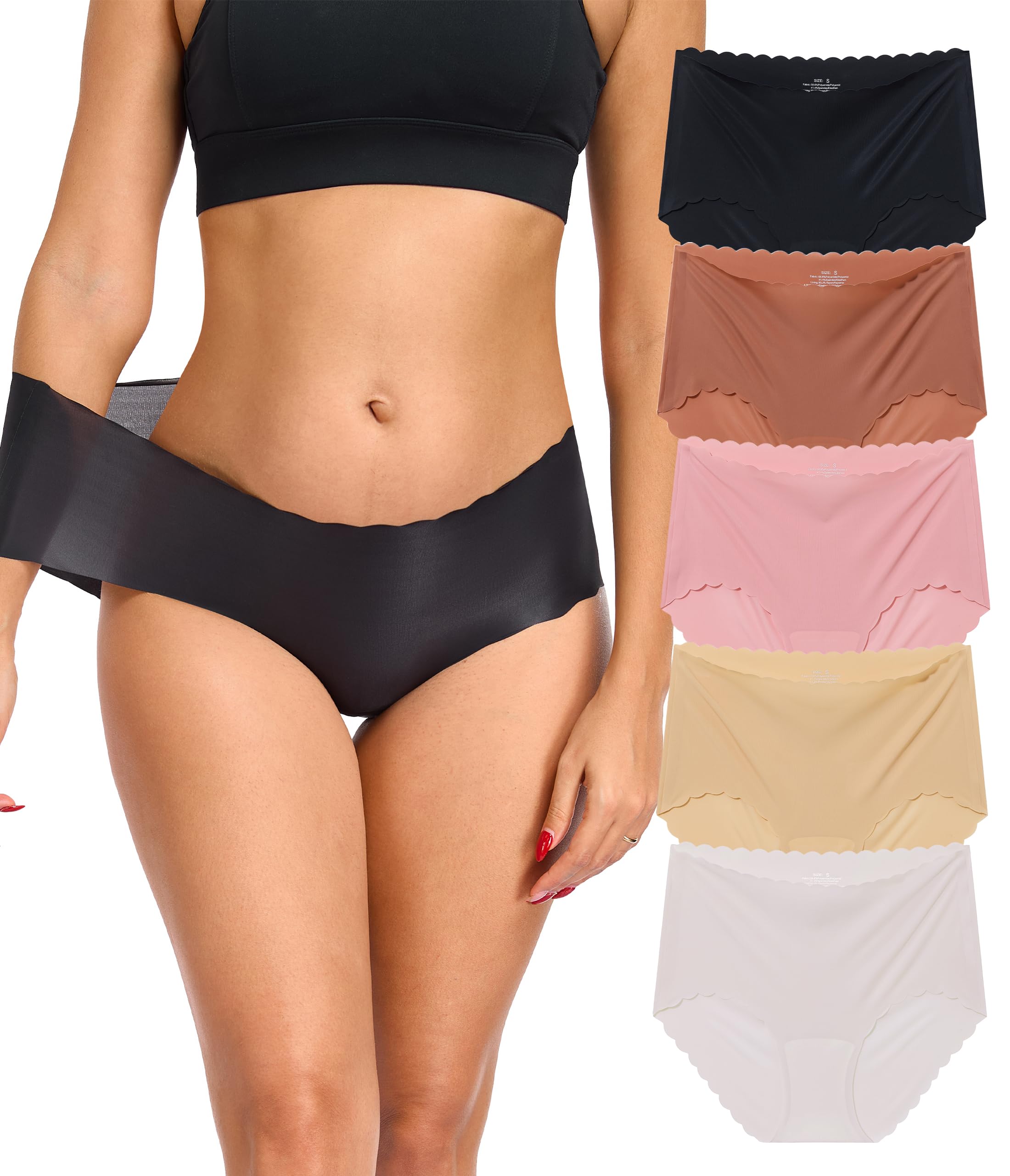 ANLIQI Women's Cotton Modal Ployamide Bikini Panties, Soft Moisture Wicking Hipster Briefs Undies for Ladies Multi-Pack