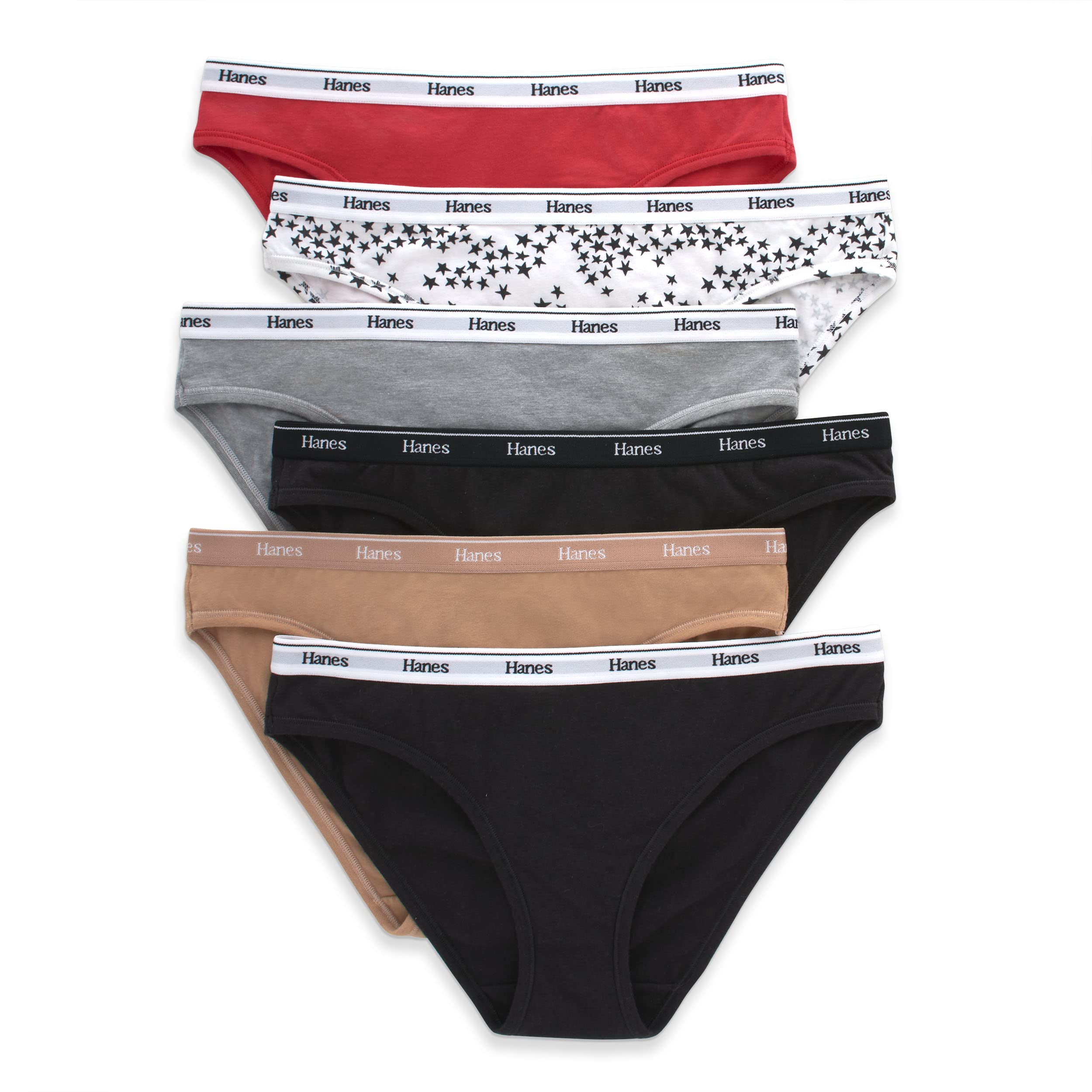 Hanes Women's Originals Bikini Panties, Breathable Stretch Cotton Underwear, Assorted, 6-pack