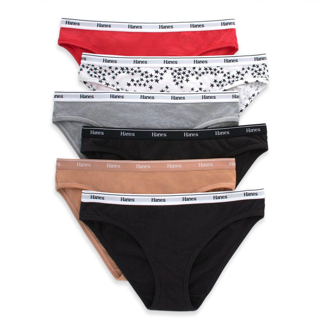 Hanes Women's Originals Bikini Panties, Breathable Stretch Cotton Underwear, Assorted, 6-pack