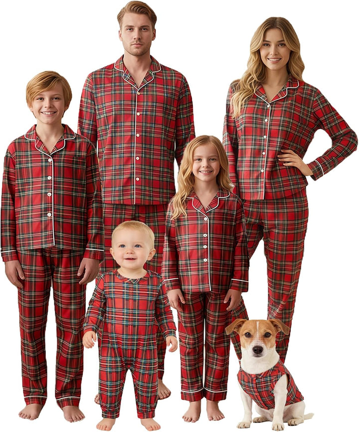 OAKFashion Christmas Family Pajamas Holiday Christma Pajama Family Matching Pjs Set Sleepwear Xmas Jammies
