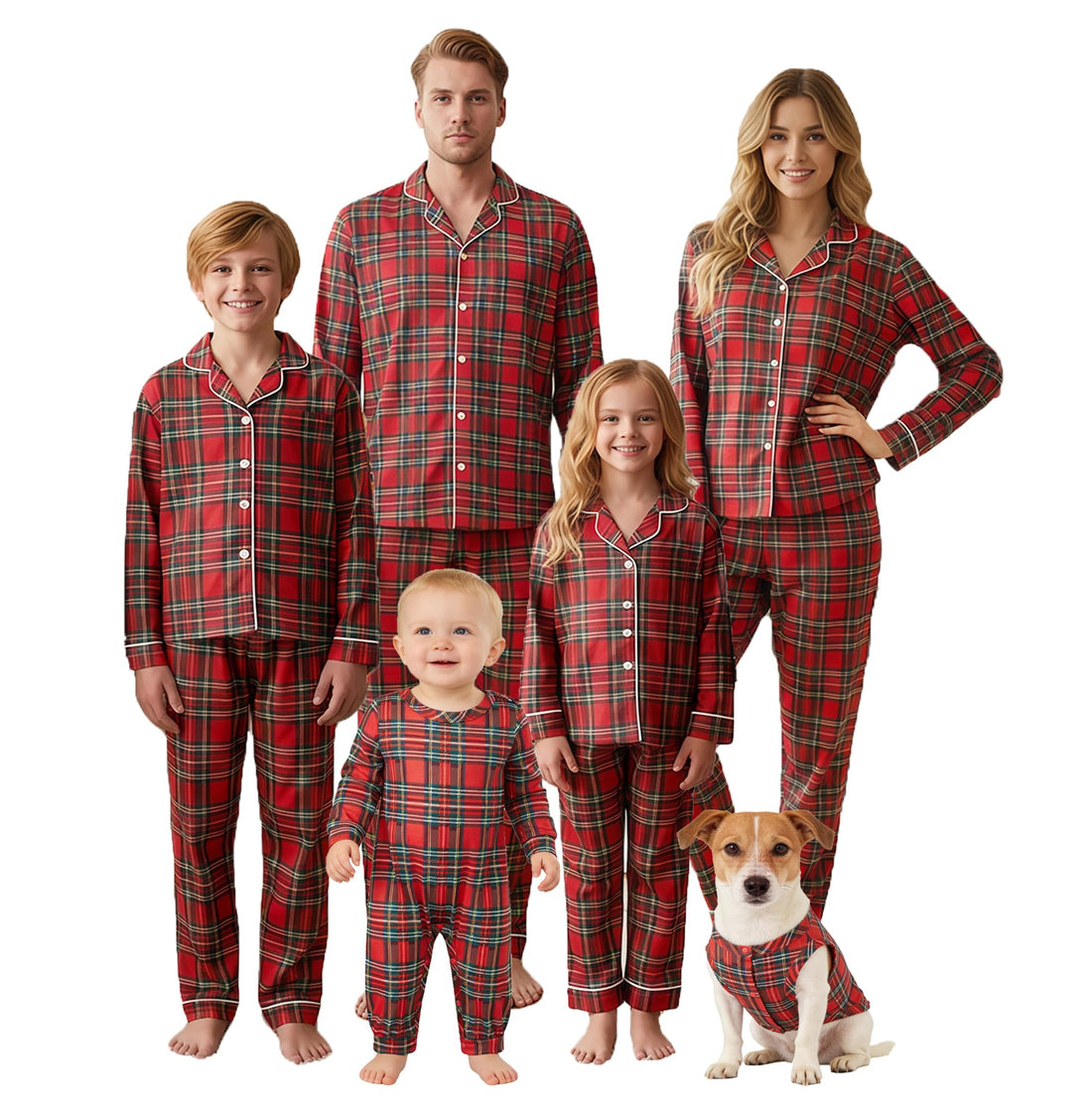 OAKFashion Christmas Family Pajamas Holiday Christma Pajama Family Matching Pjs Set Sleepwear Xmas Jammies