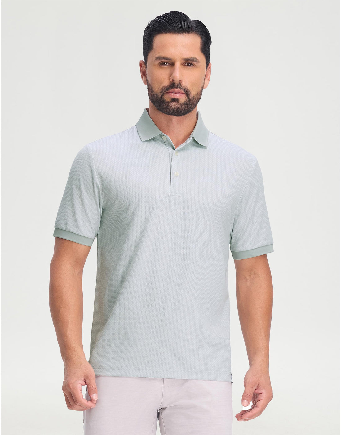 M MAELREG Mens Golf Polo Shirts Jacquard Ribbed Collar Performance Moisture Wicking Dry Fit Short Sleeve Golf Shirts for Men