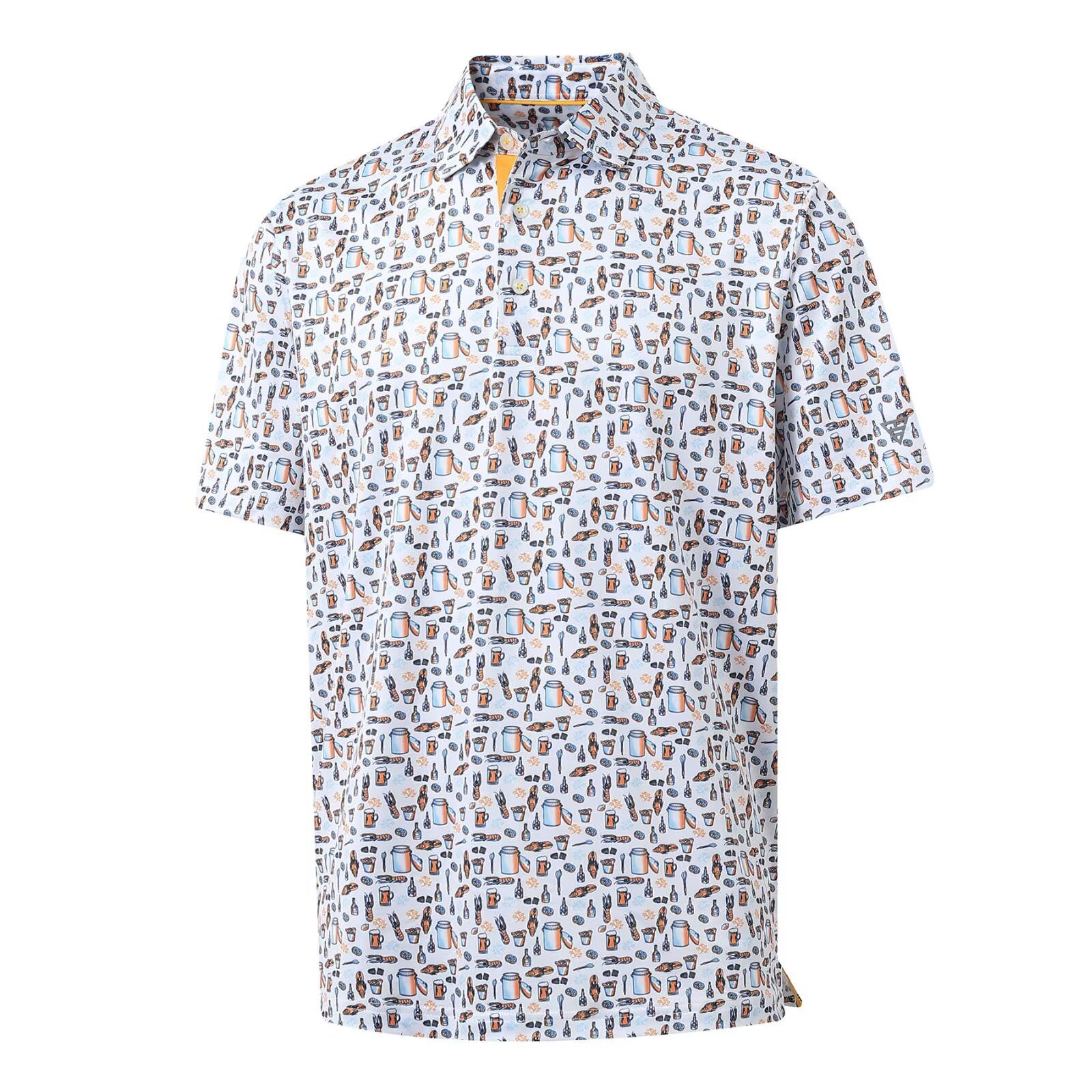 M MAELREG Mens Golf Shirt Short Sleeve Dry Fit Print Moisture Wicking Performance Patterns Collared Polo Shirt