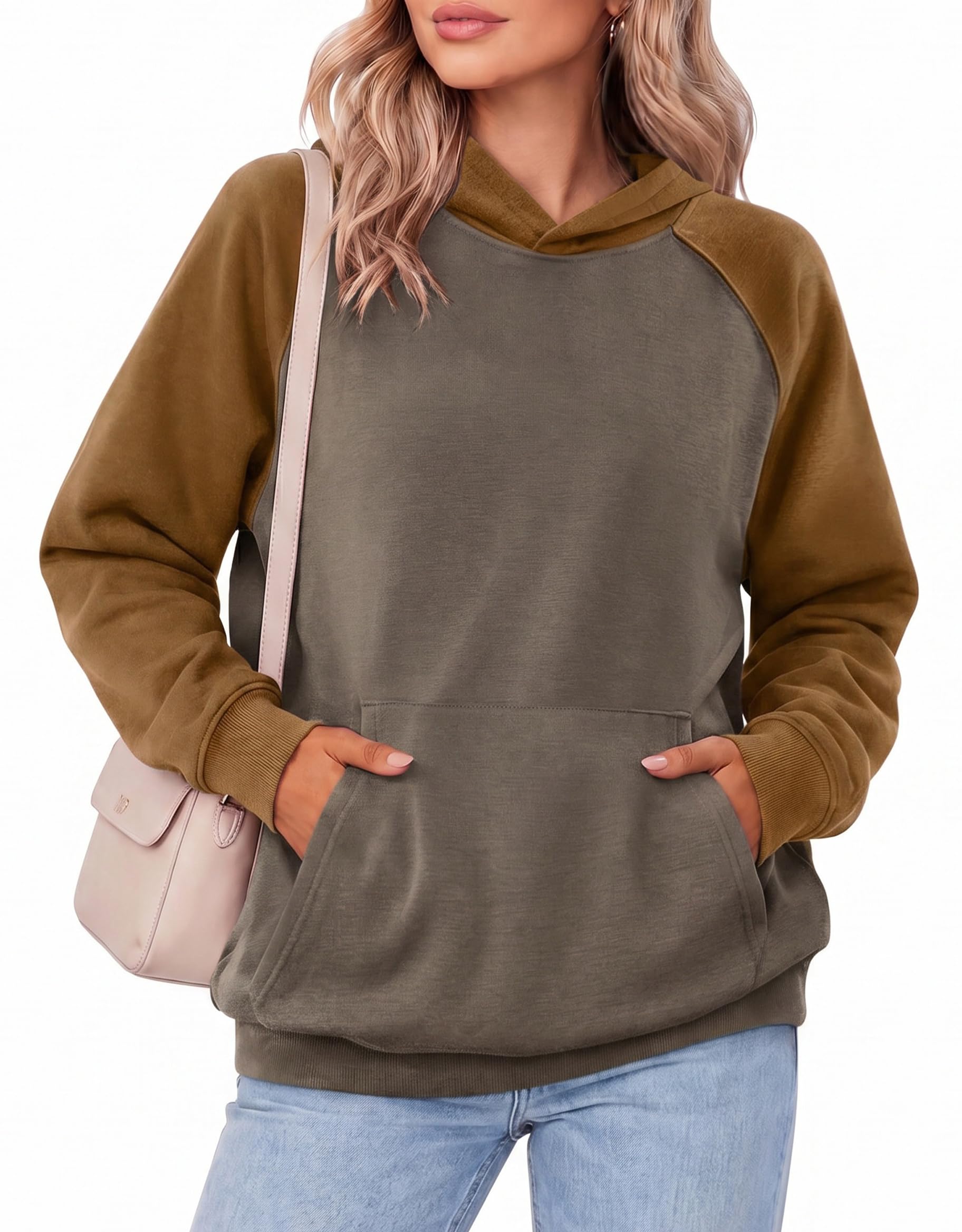 Zeagoo Womens Oversized Hoodies Pullover Fleece Hooded Sweatshirt Trendy | Comfort Hoodie, Womens Fall Clothes, Kangaroo Pocket, Raglan Sleeves, Long Sleeve, Solid Color, Casual, Winter, Midweight