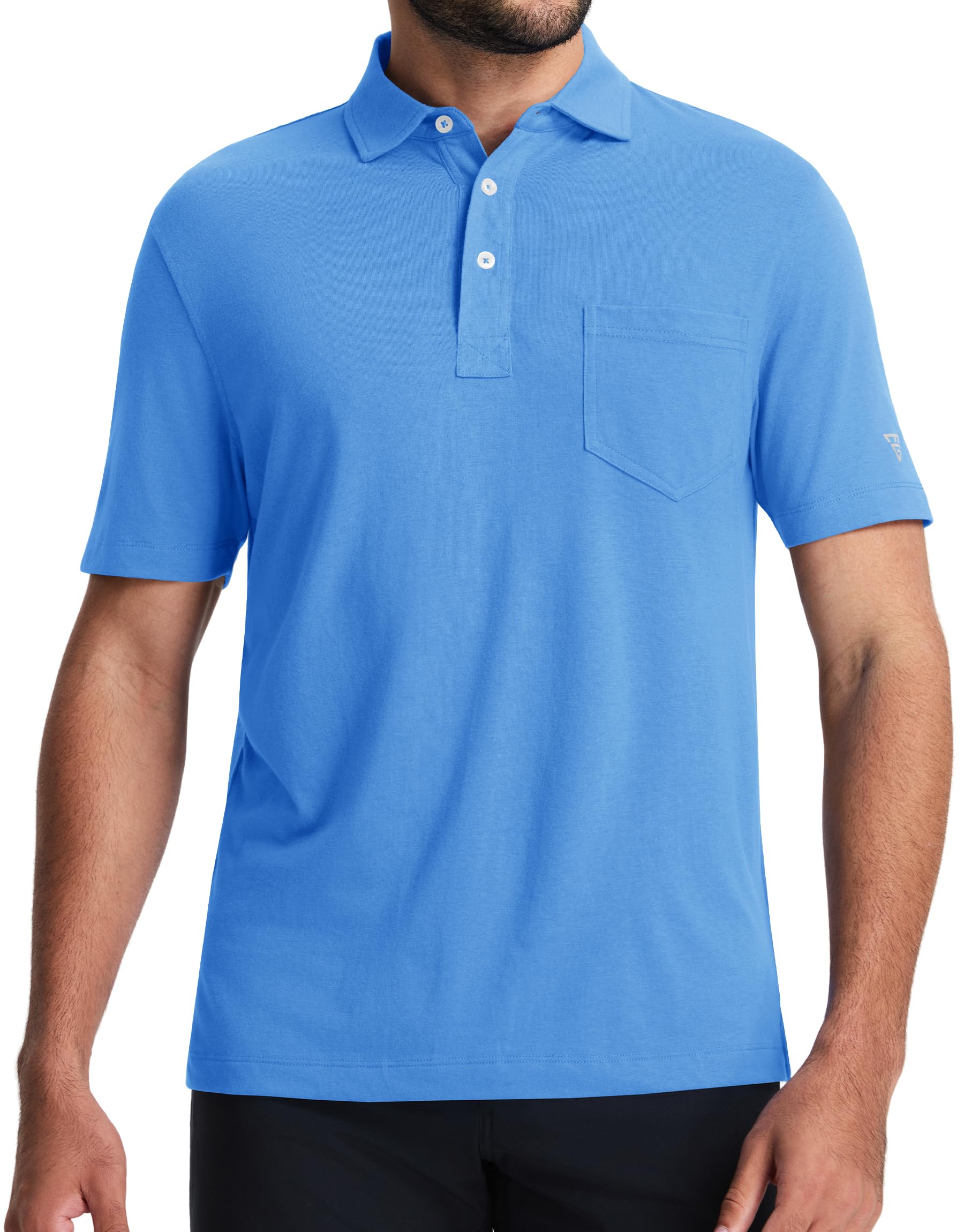 M MAELREG Mens Golf Shirts Short Sleeve Lightweight Soft Cotton Blend with Pocket Summer Casual Daily Wear