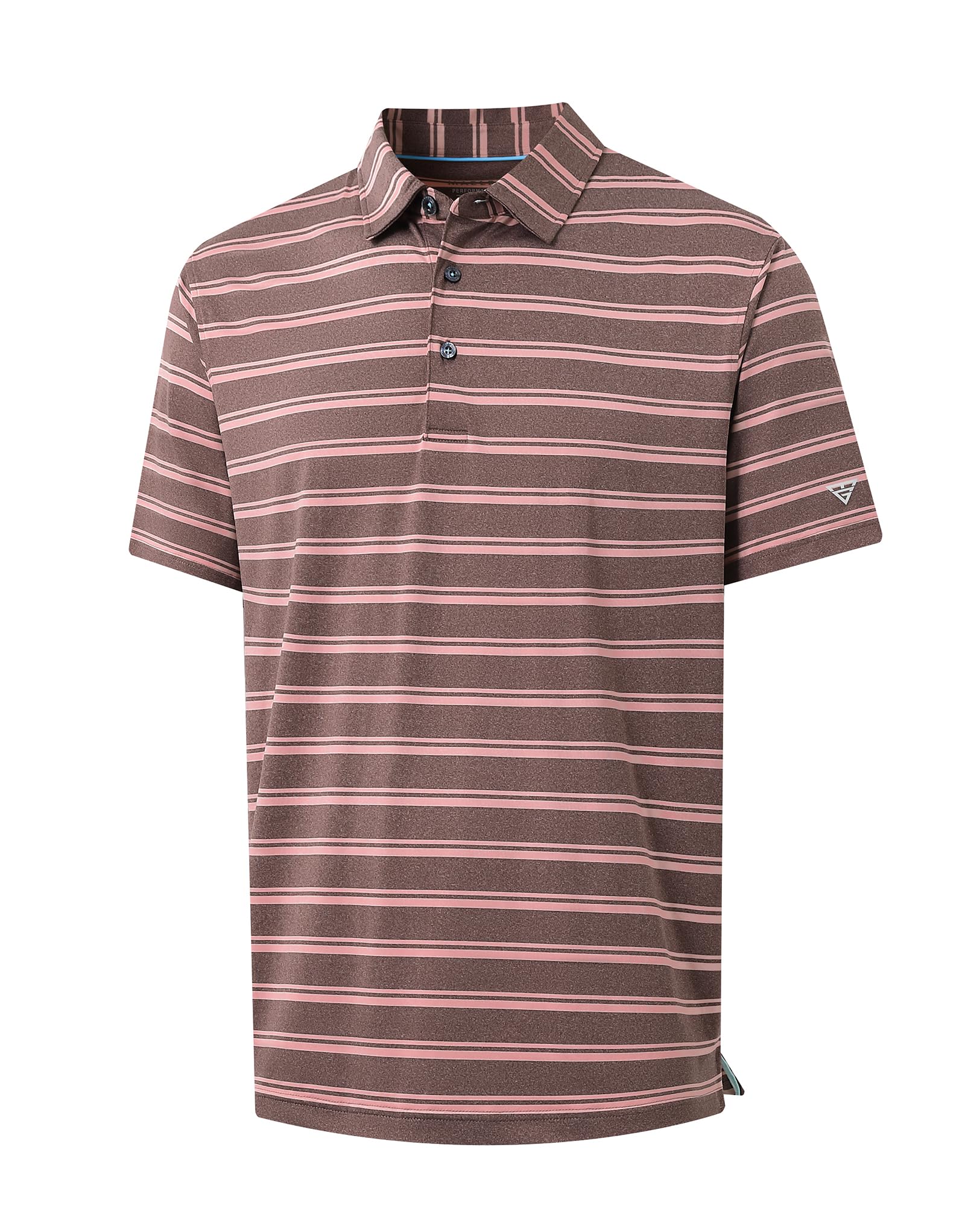 M MAELREG Golf Shirts for Men Print Performance Moisture Wicking Dry Fit Heather Stripe Collared Mens Polo Shirt Short Sleeve