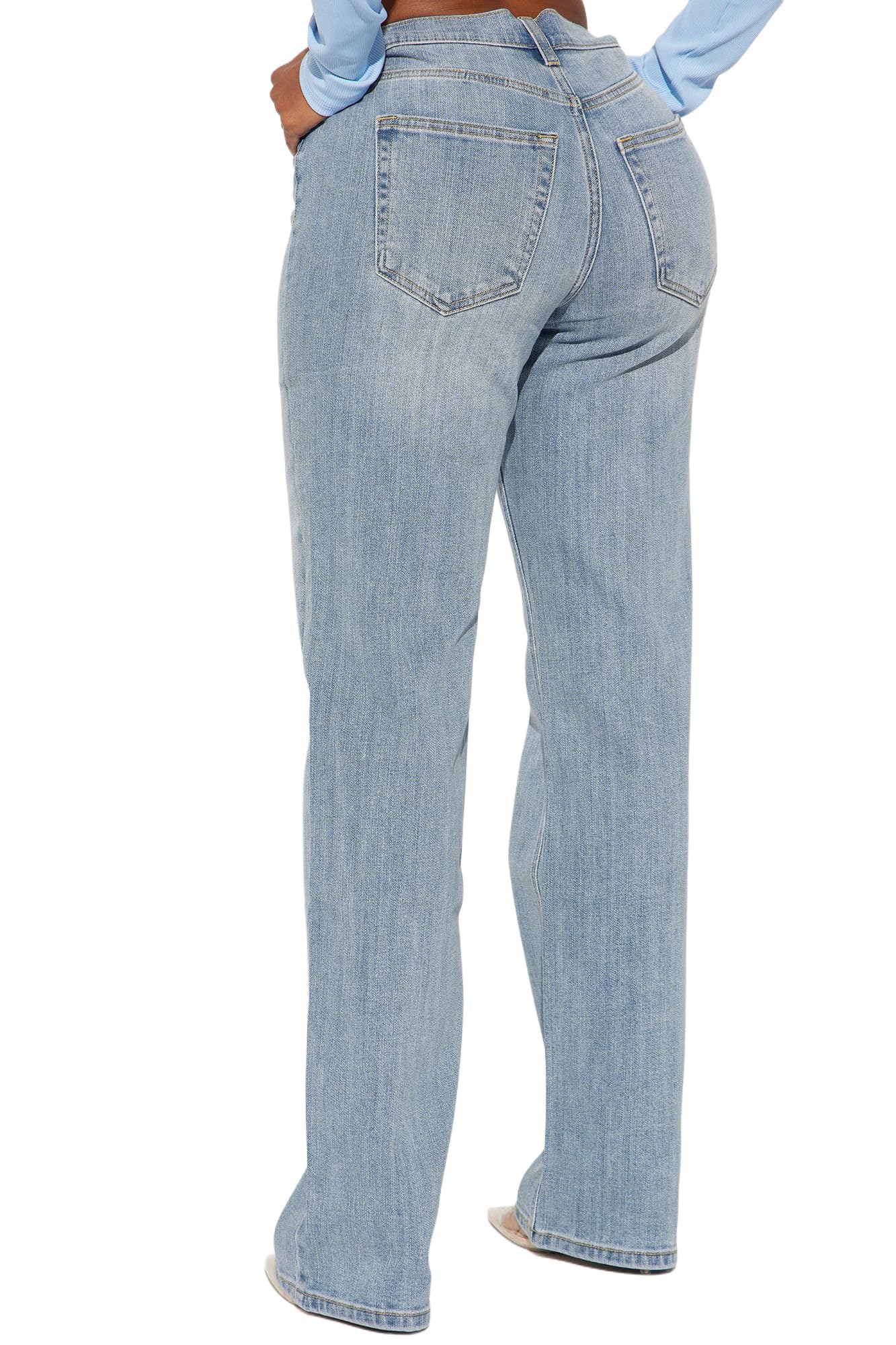 BessCops Straight Leg Jeans for Women High Waisted Wide Leg Stretchy Loose Denim Pants