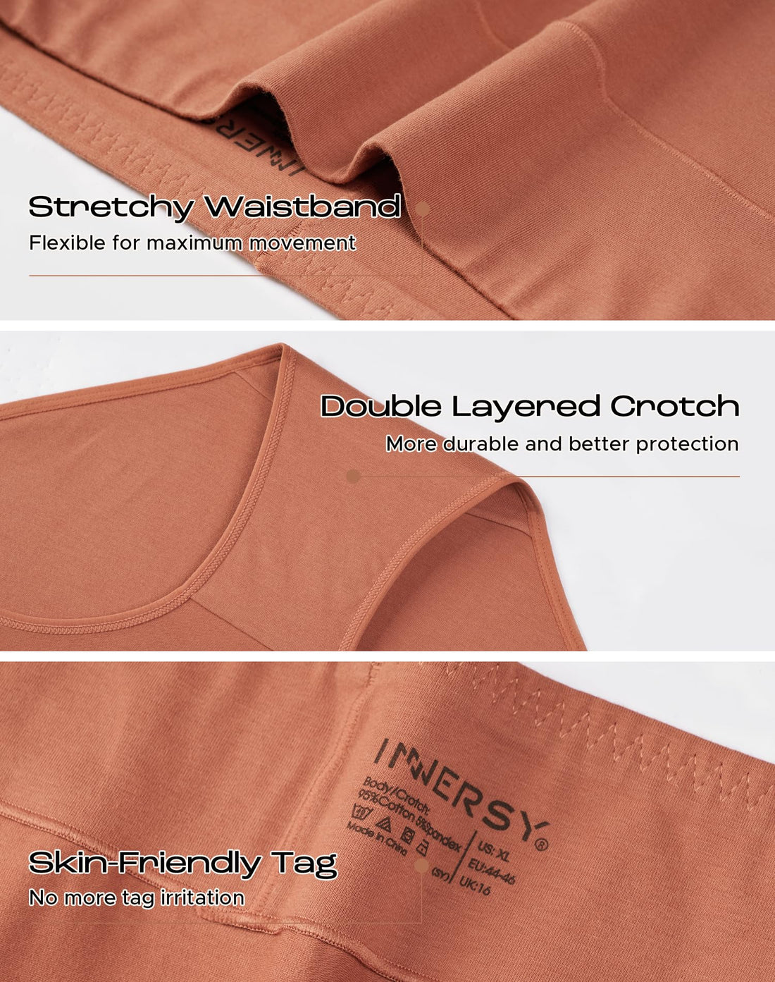 INNERSY Women's Plus Size XL-6XL Cotton Underwear High Waisted Briefs Panties 4-Pack