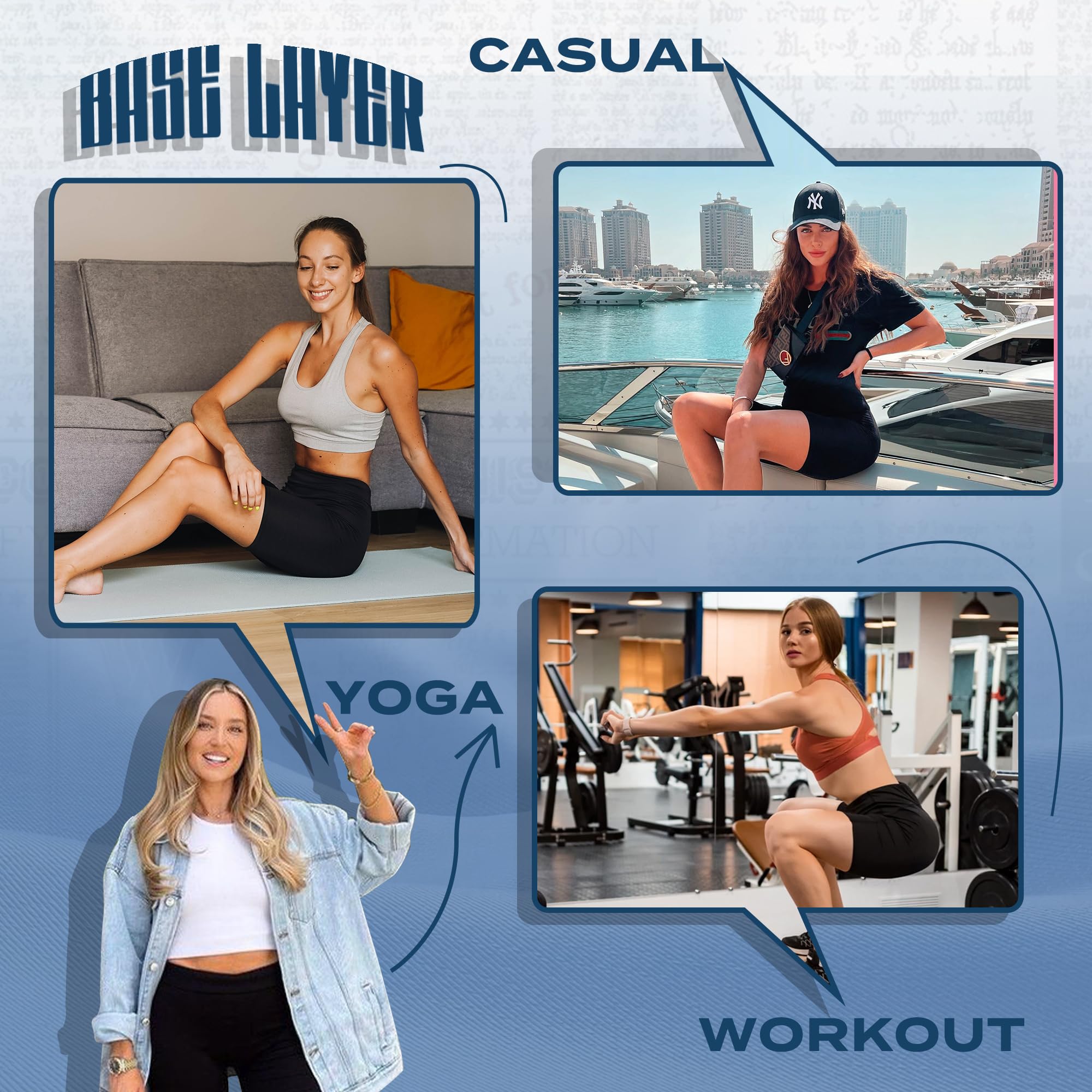 Sundwudu 4 Pack Biker Shorts for Women - 8”/3”/5” High Waist Tummy Control Summer Workout Shorts for Running Yoga Athletic