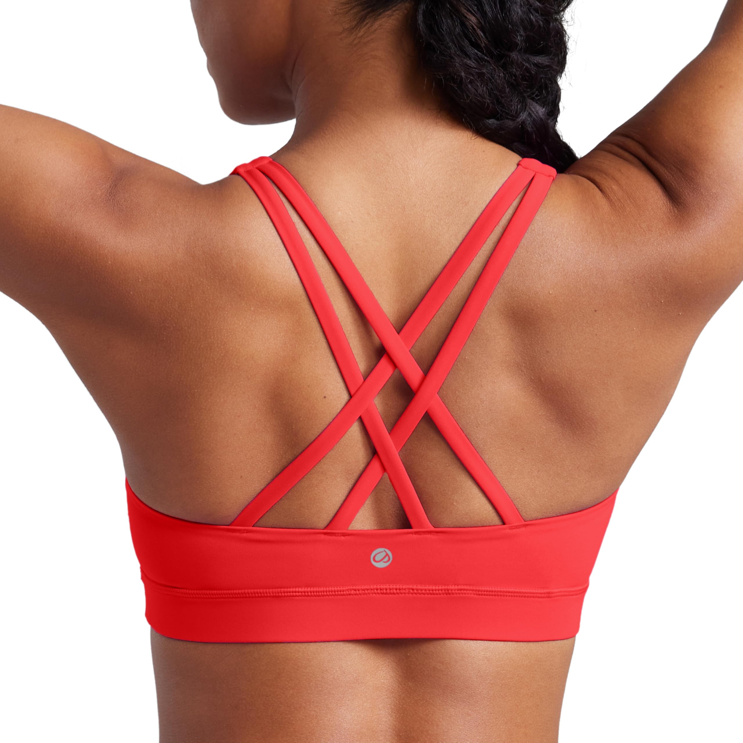 CRZ YOGA Naked Feeling Strappy Sports Bras | Medium Support, Removable Pads, Yoga, Sleek, Scoop Neck, for Women