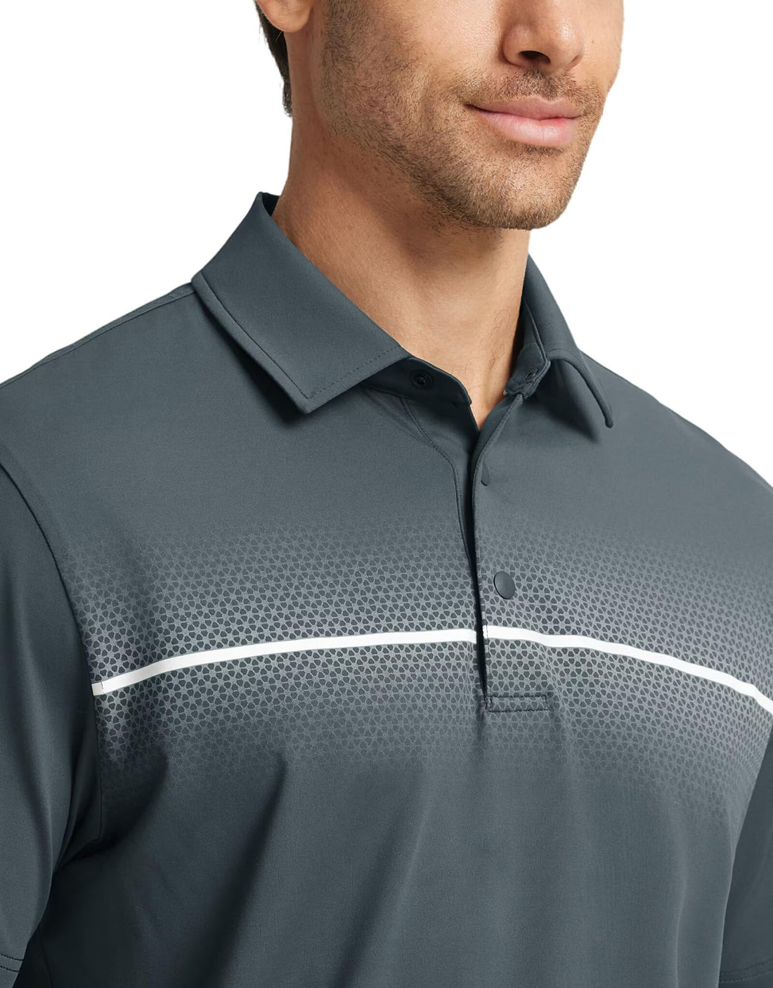 M MAELREG Mens Golf Shirts Short Sleeve Chest Print Stripe Moisture Wicking Dry Fit Casual Collared Mens Polo Shirts