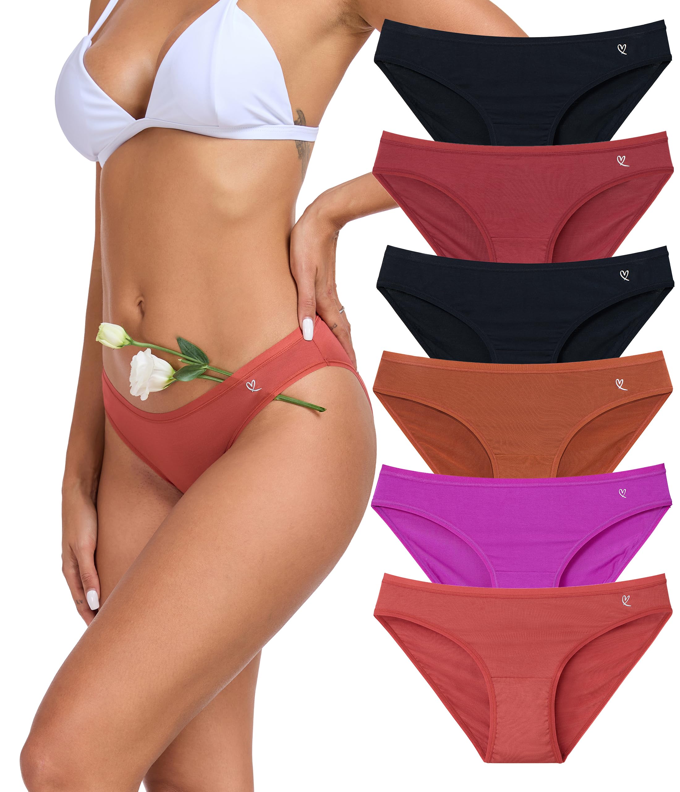 ANLIQI Modal Underwear Women Supersoft Bikini Panties for Women Pack Hi Cut Hipster Breathable Comfy Stretchy Ladies Undies