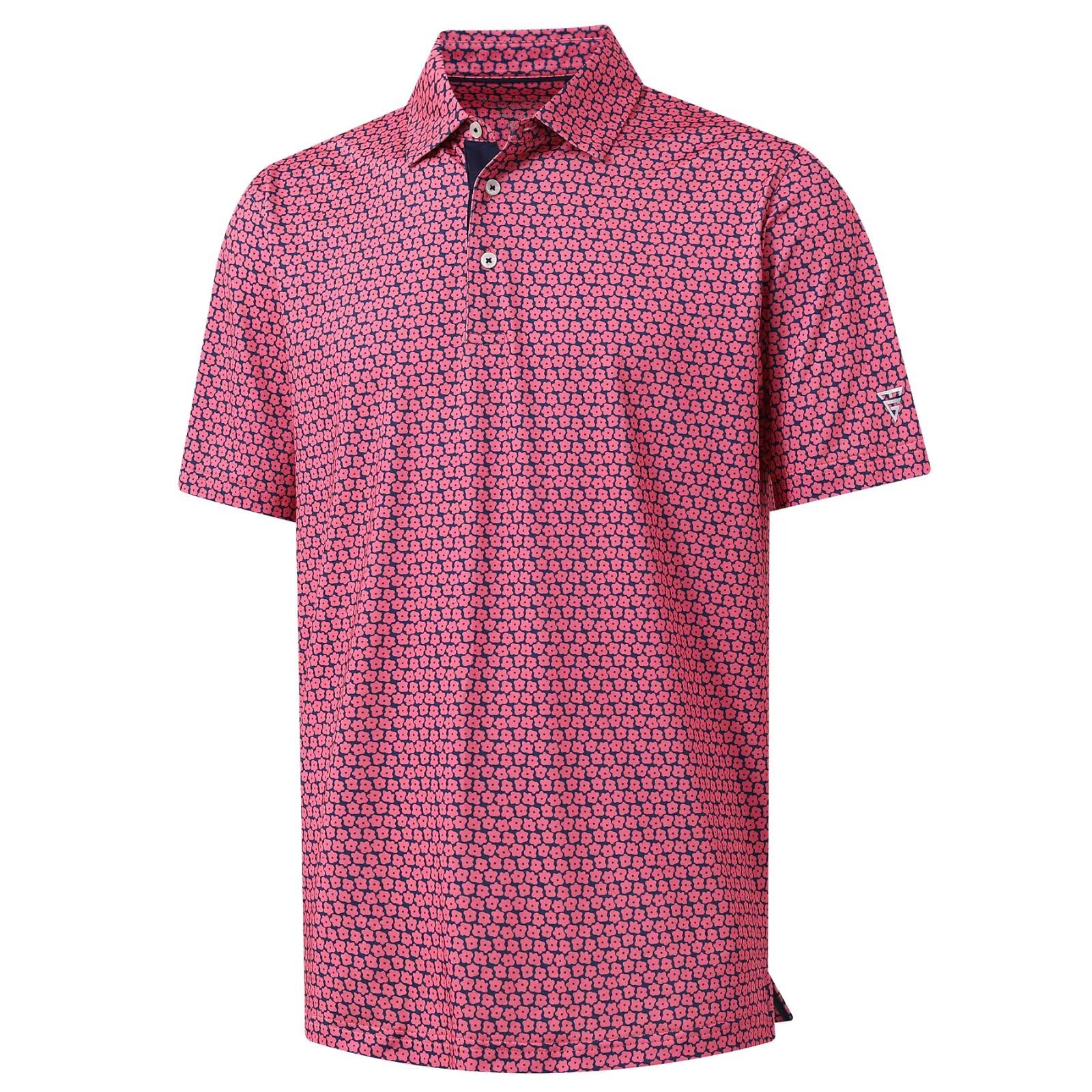 M MAELREG Mens Golf Shirt Short Sleeve Dry Fit Print Moisture Wicking Performance Patterns Collared Polo Shirt