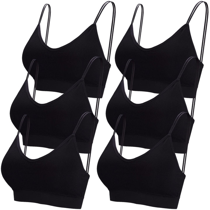 BQTQ 6 Pcs V Neck Bralettes for Women Padded Bralette with Straps Seamless Bra