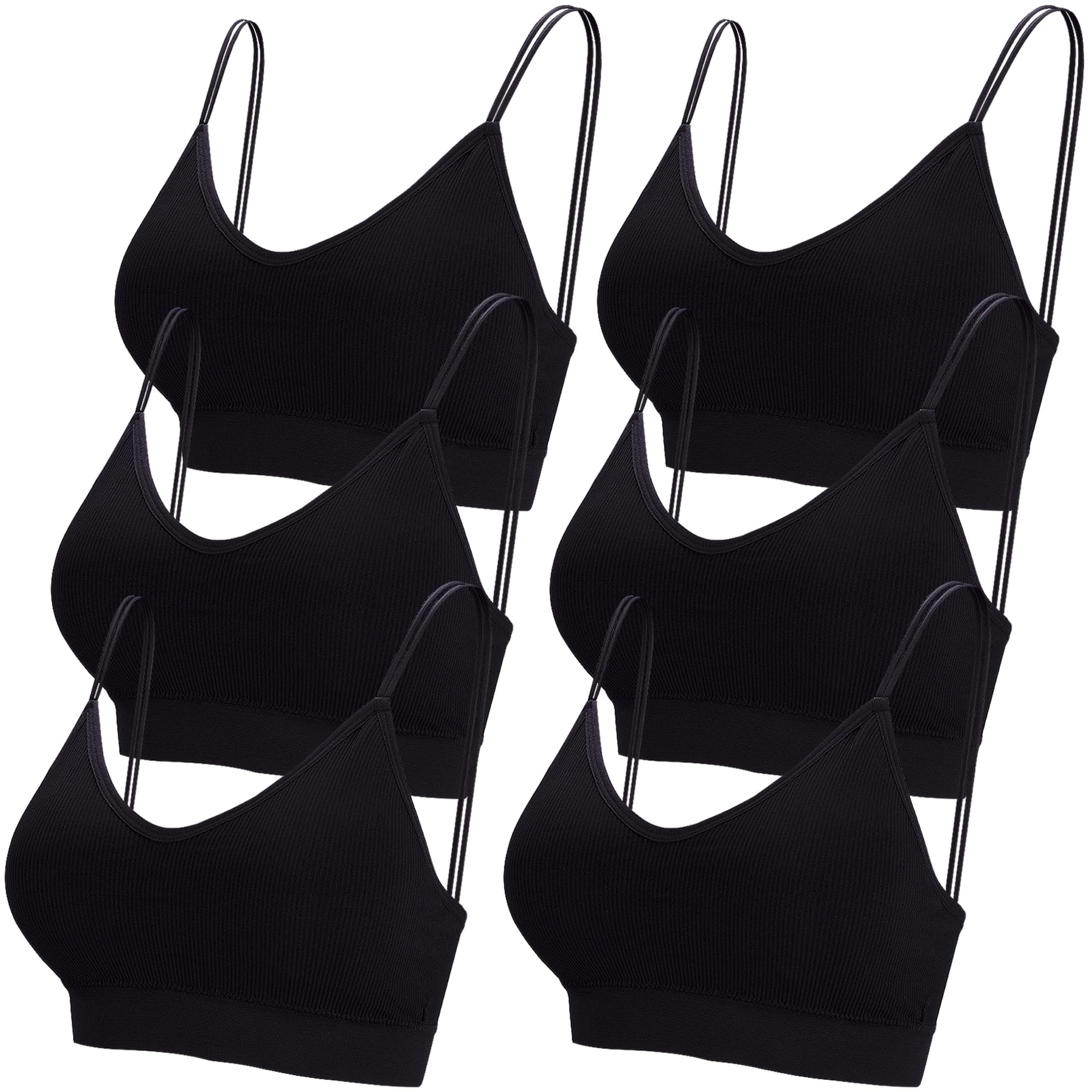 BQTQ 6 Pcs V Neck Bralettes for Women Padded Bralette with Straps Seamless Bra