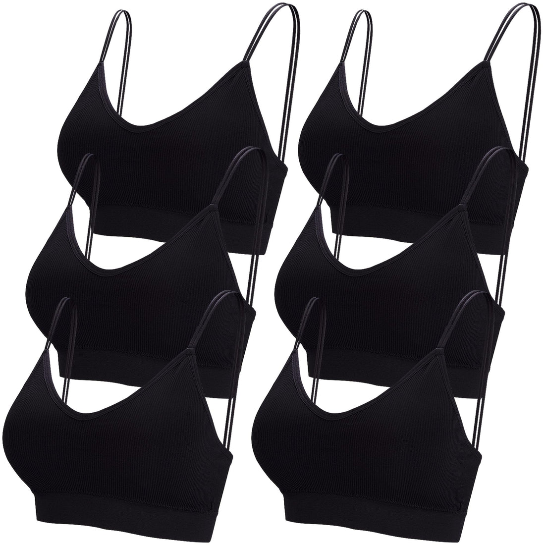 BQTQ 6 Pcs V Neck Bralettes for Women Padded Bralette with Straps Seamless Bra