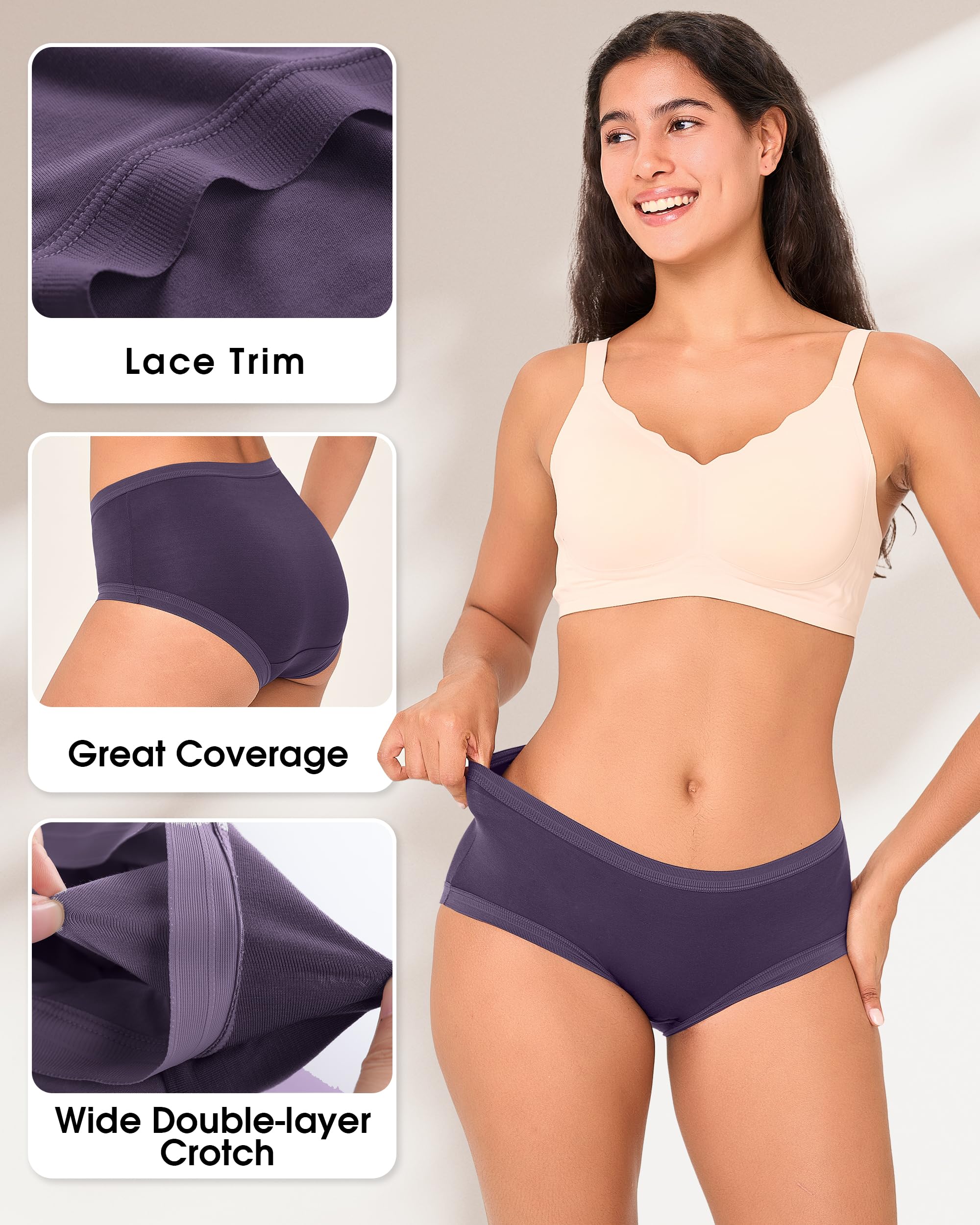 BAMBOO COOL Women's Underwear Briefs for Women Lightweight Ladies Panties Moisture-Wicking Stretchy Soft Breathable 5-pack