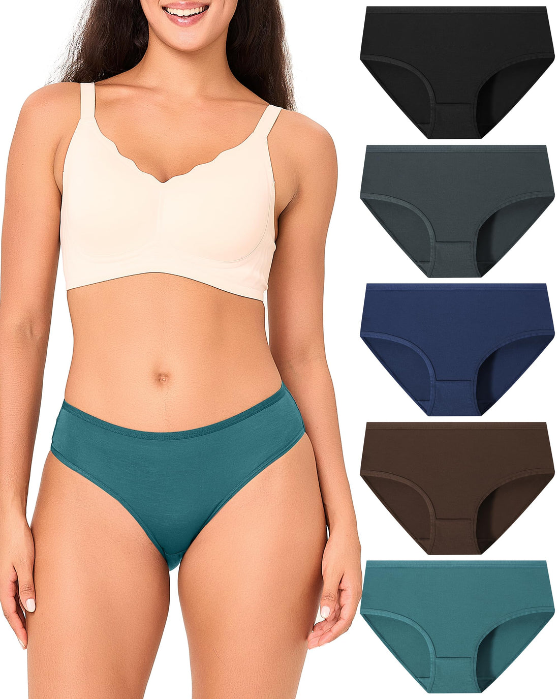 BAMBOO COOL Women's Underwear Briefs for Women Lightweight Ladies Panties Moisture-Wicking Stretchy Soft Breathable 5-pack