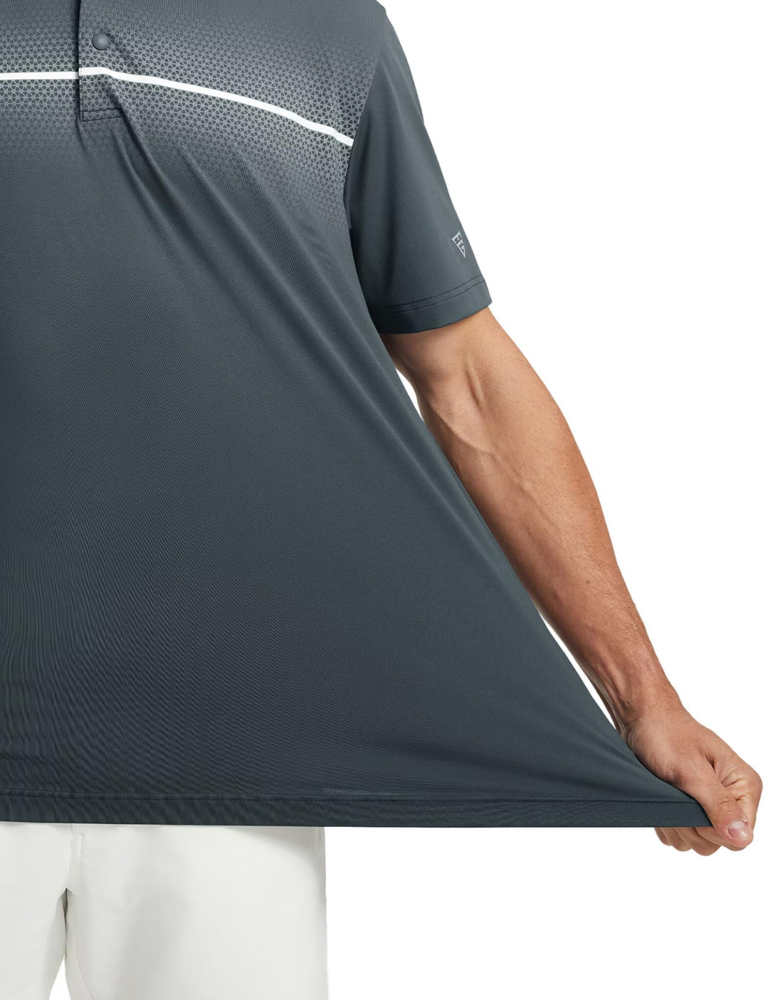 M MAELREG Mens Golf Shirts Short Sleeve Chest Print Stripe Moisture Wicking Dry Fit Casual Collared Mens Polo Shirts
