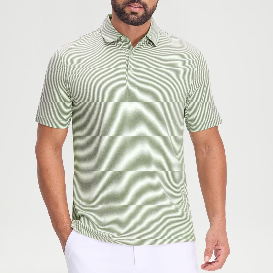 M MAELREG Men's Jacquard Stripe Golf Shirts Quick Dry Performance Short Sleeve Moisture Wicking Polo Shirt for Men