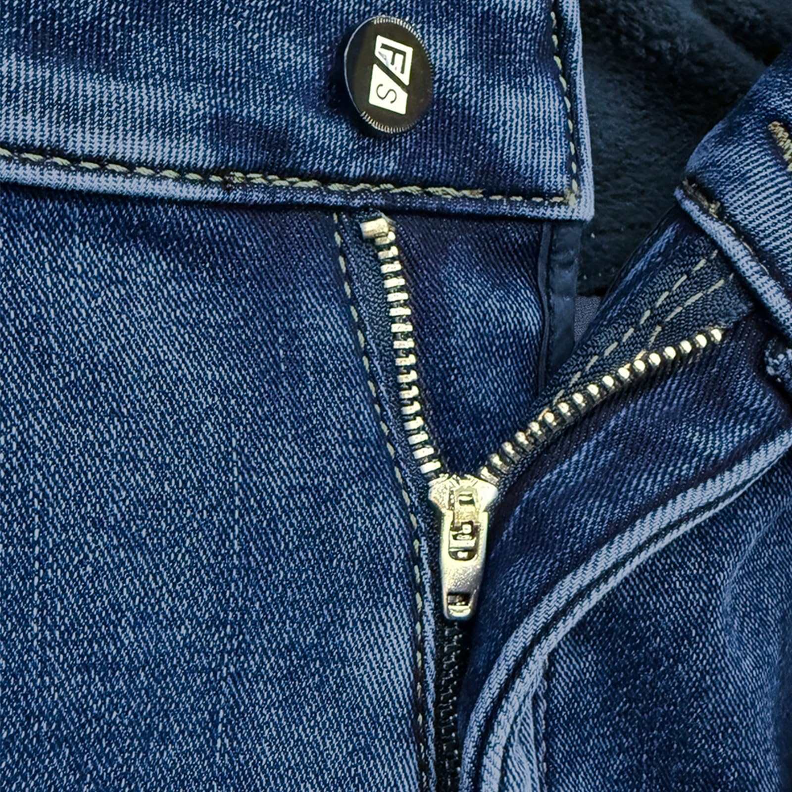 Fleece Lined Jeans Men Winter Stretch Denim Warm Pants Loose Casual Jeans