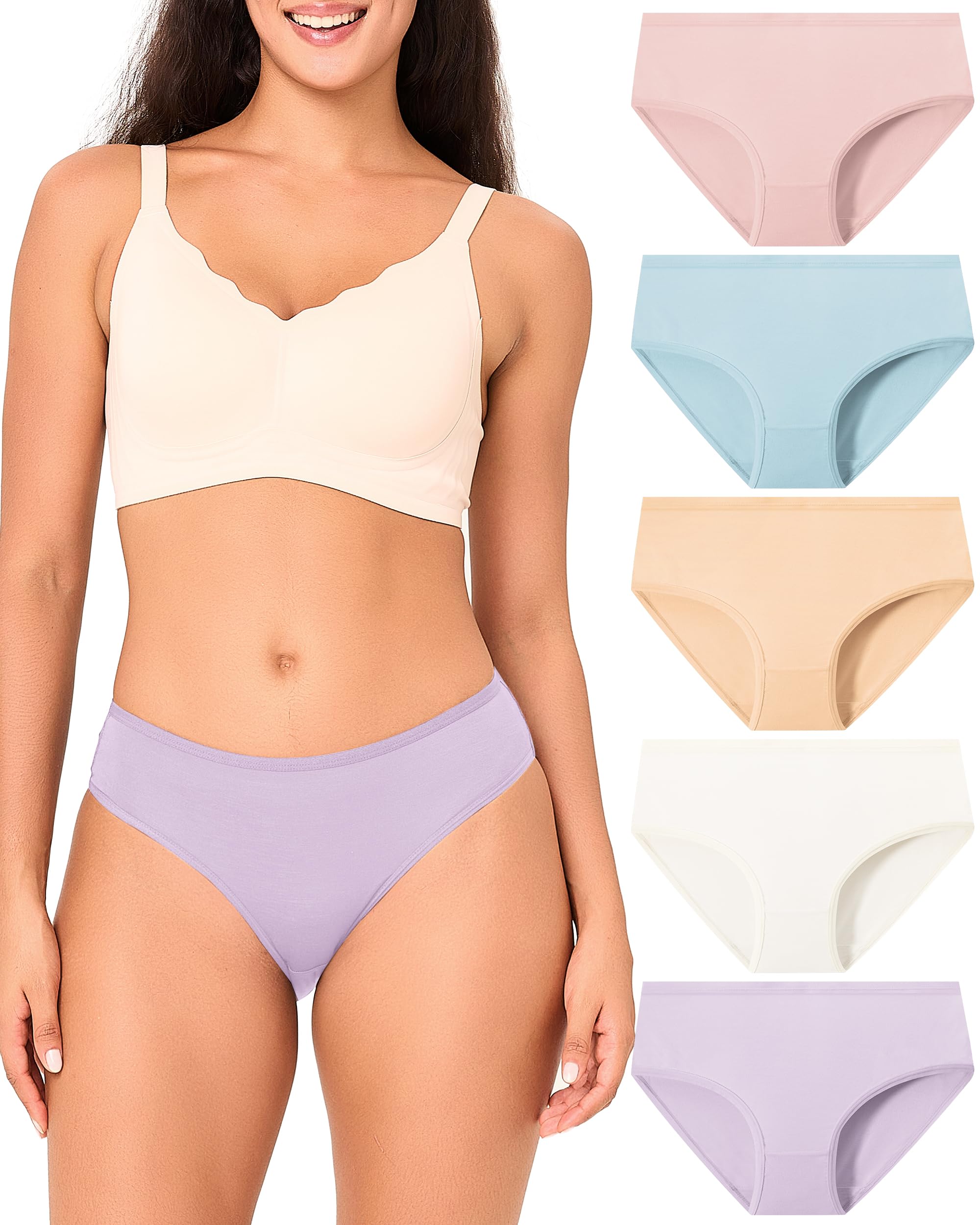 BAMBOO COOL Women's Underwear Briefs for Women Lightweight Ladies Panties Moisture-Wicking Stretchy Soft Breathable 5-pack