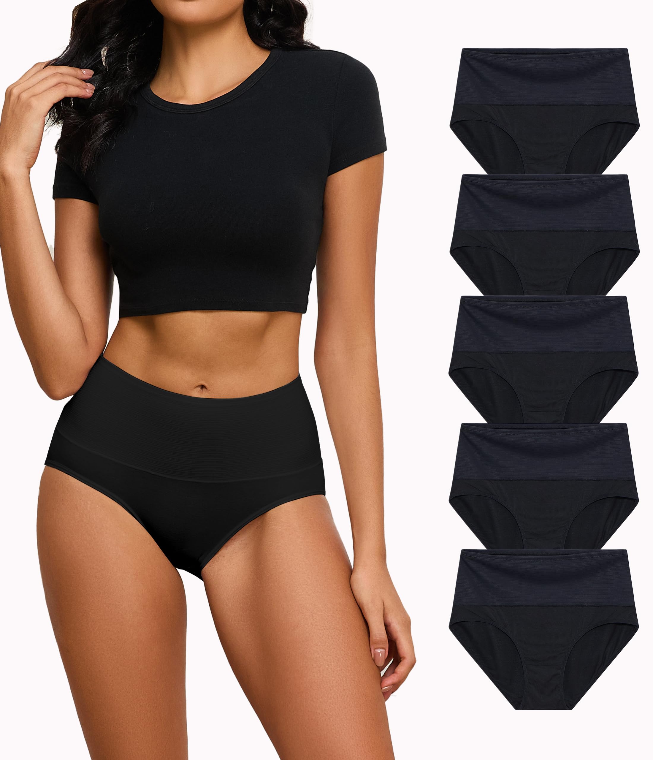 ANLIQI Women's Cotton Modal Ployamide Bikini Panties, Soft Moisture Wicking Hipster Briefs Undies for Ladies Multi-Pack