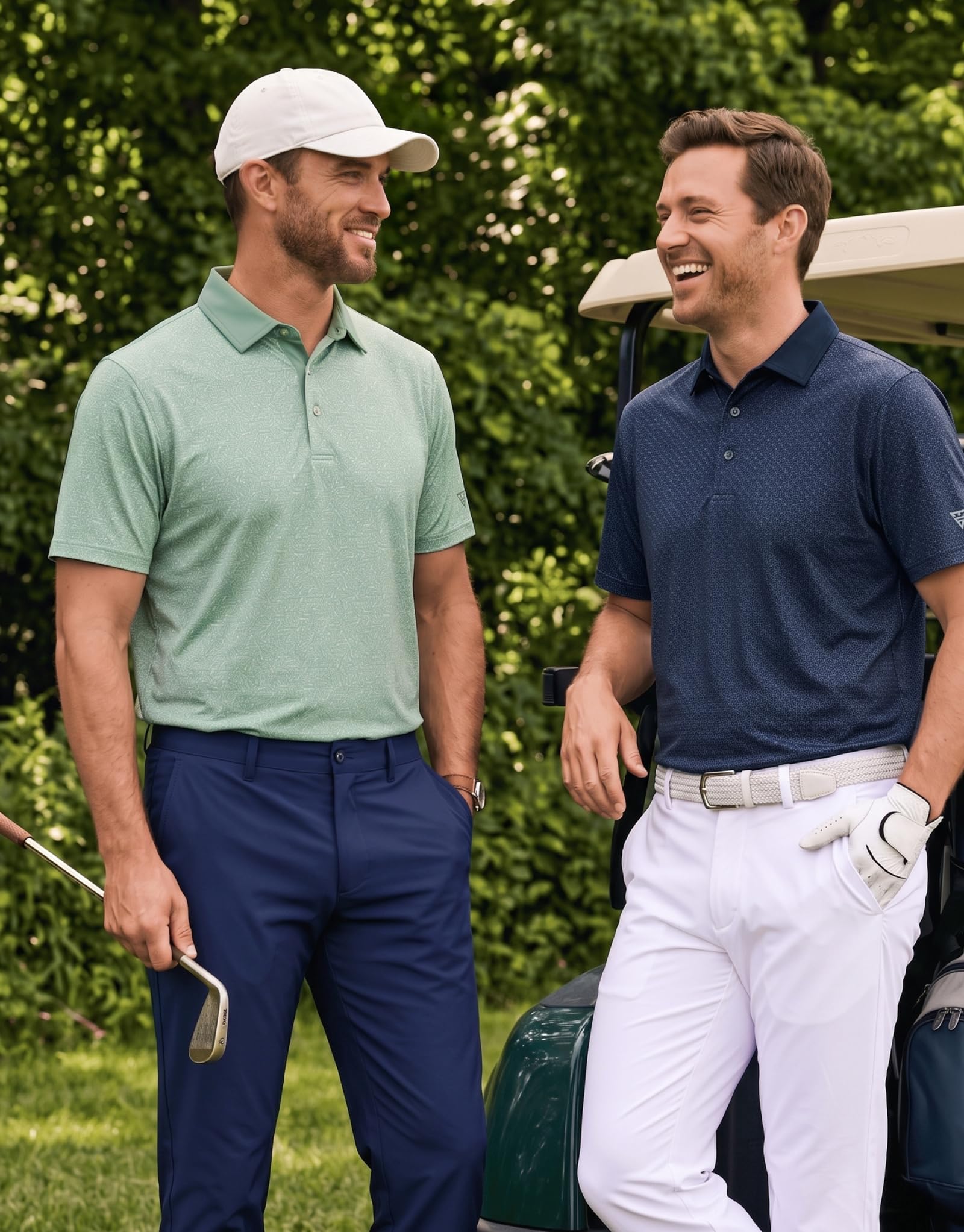 M MAELREG Golf Shirts for Men Short Sleeve Print Patterns Moisture Wicking Performance Lightweight Collared Mens Polo Shirts
