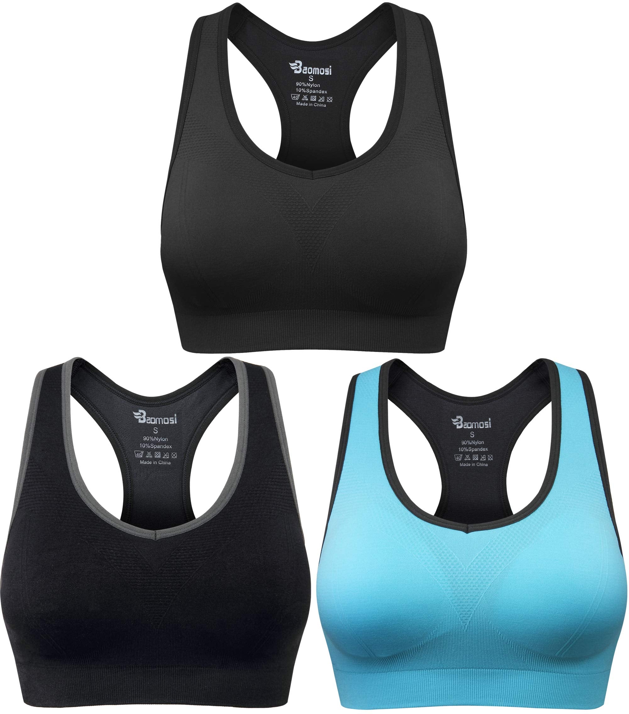 Women's Seamless Racerback Sports Bra High Impact Support Yoga Gym Workout Fitness