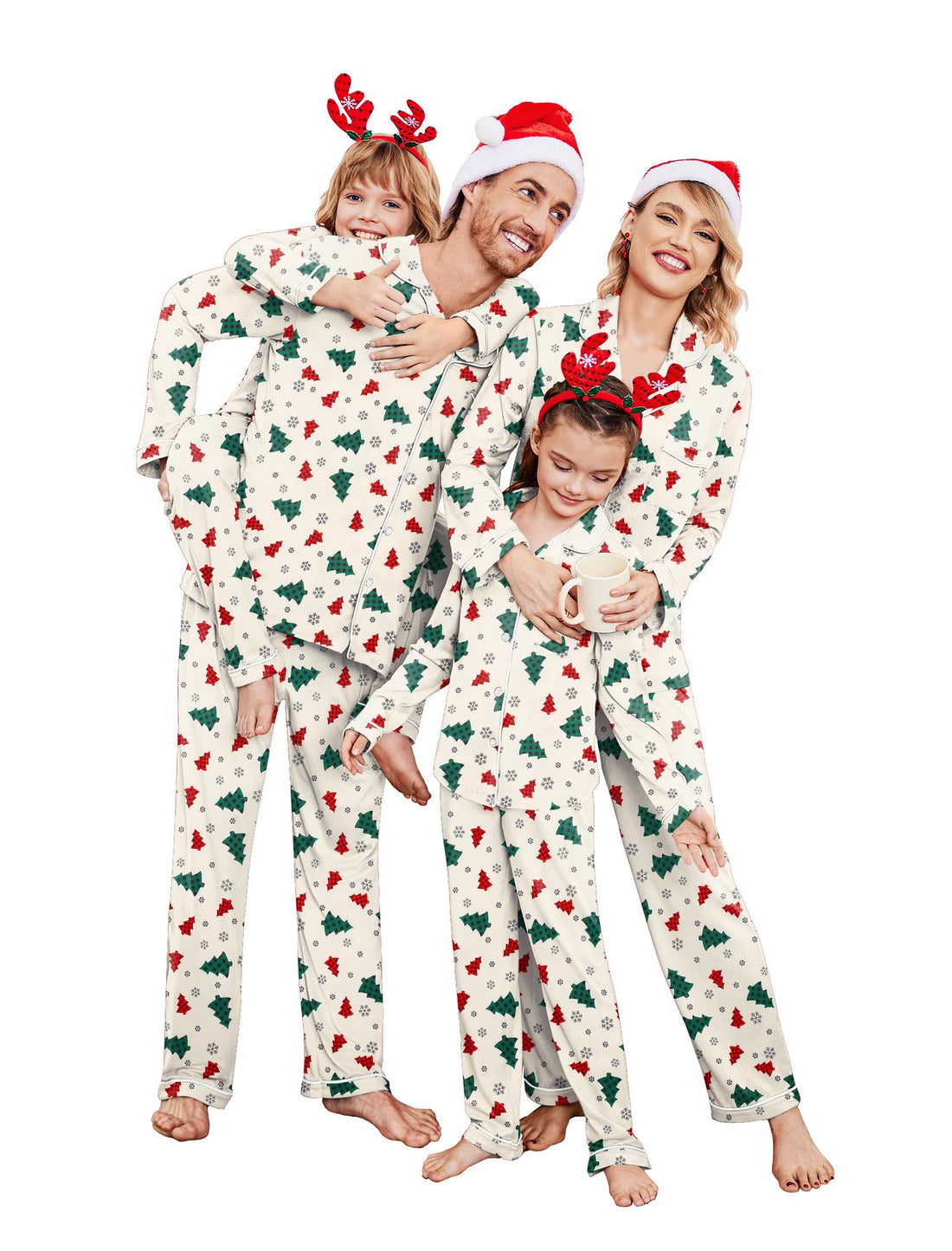 Ekouaer Christmas Family Matching Pajamas Long Sleeve Button Down Pj Set