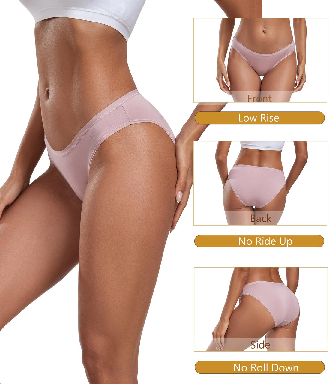 ANLIQI Modal Underwear Women Supersoft Bikini Panties for Women Pack Hi Cut Hipster Breathable Comfy Stretchy Ladies Undies