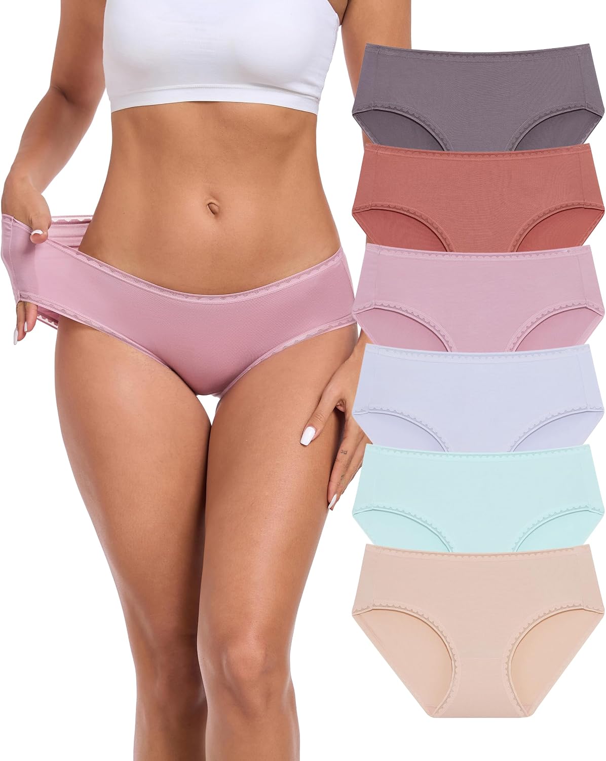 ANLIQI Modal Hipster Underwear Women Soft Moisture Wicking Panties 3/6 Pack
