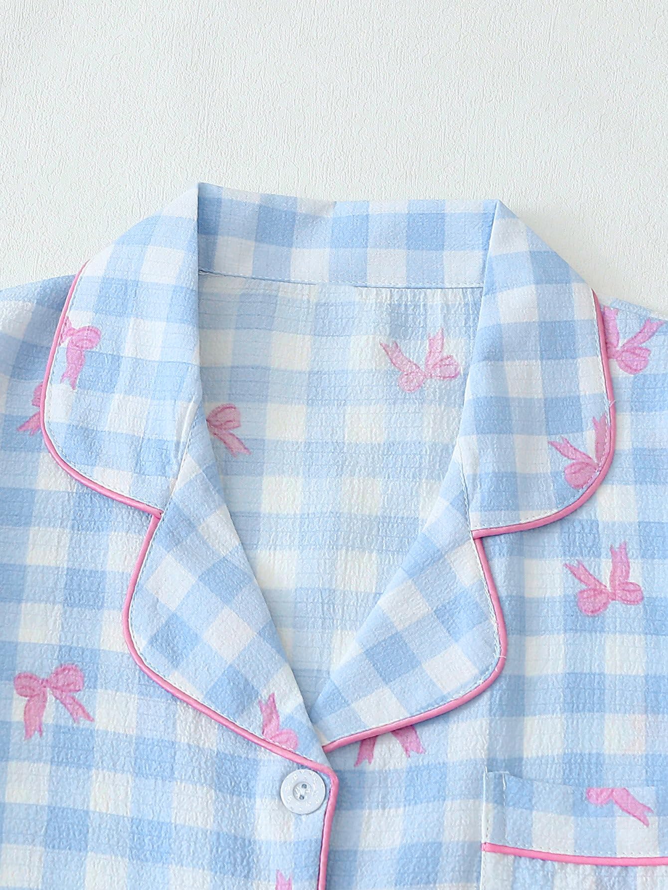 Verdusa Pajamas Sets 2 Piece Gingham Cute Button Down Shirts with Shorts