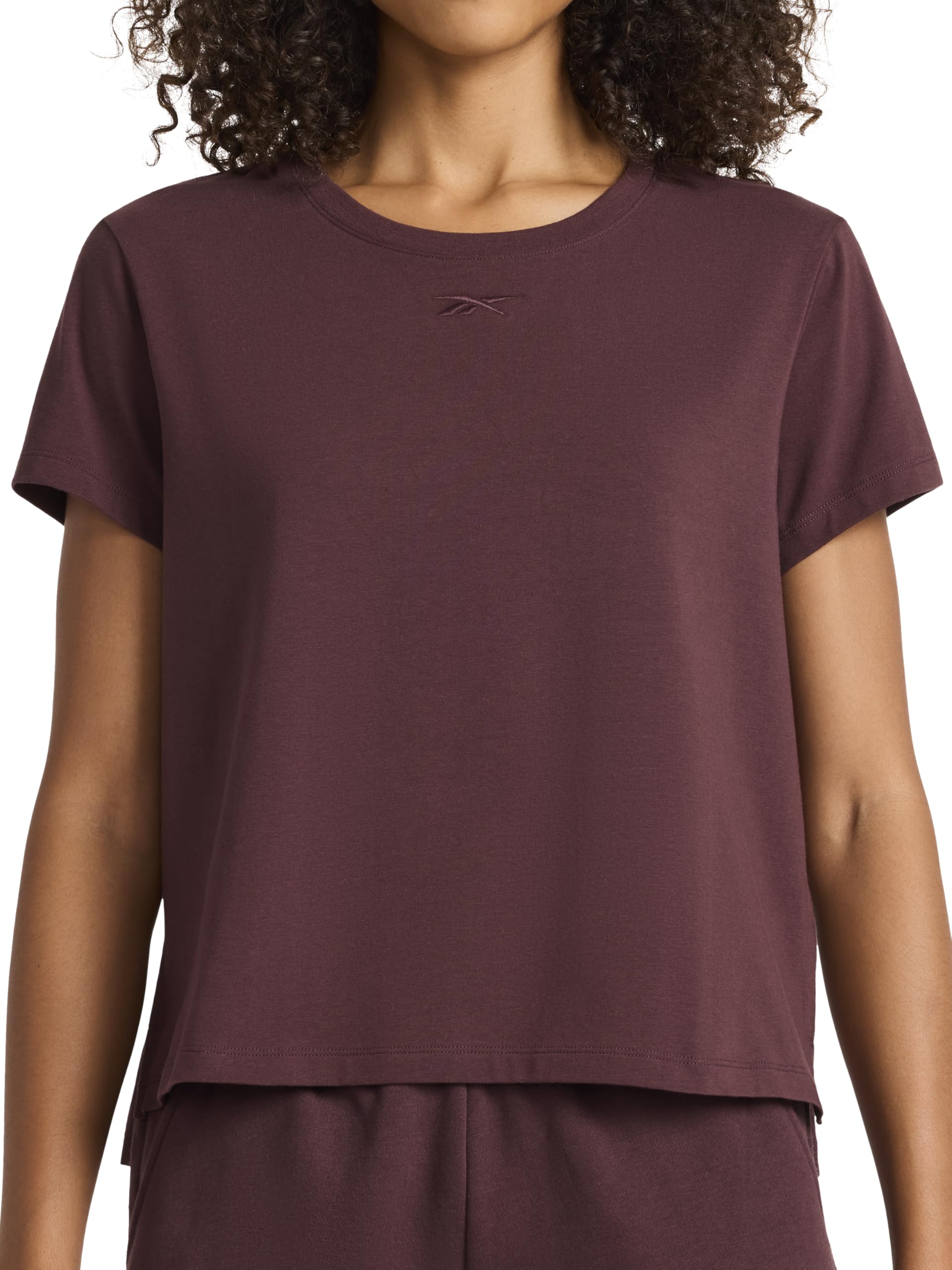 Reebok Women's Embroidery Hit Graphic Crewneck T-Shirt, Standard Fit, Lightweight Stretch Cotton Fabric