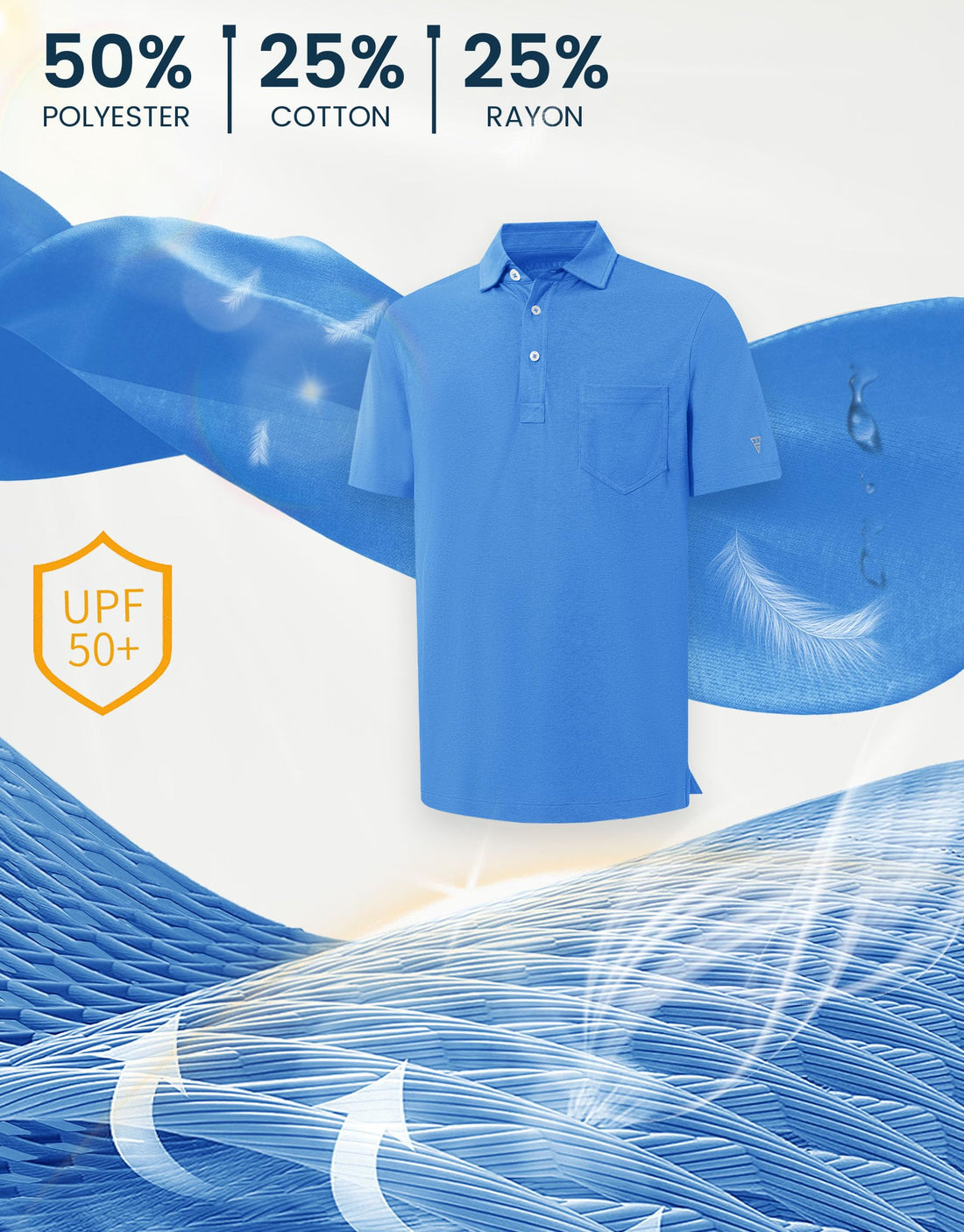 M MAELREG Mens Golf Shirts Short Sleeve Lightweight Soft Cotton Blend with Pocket Summer Casual Daily Wear