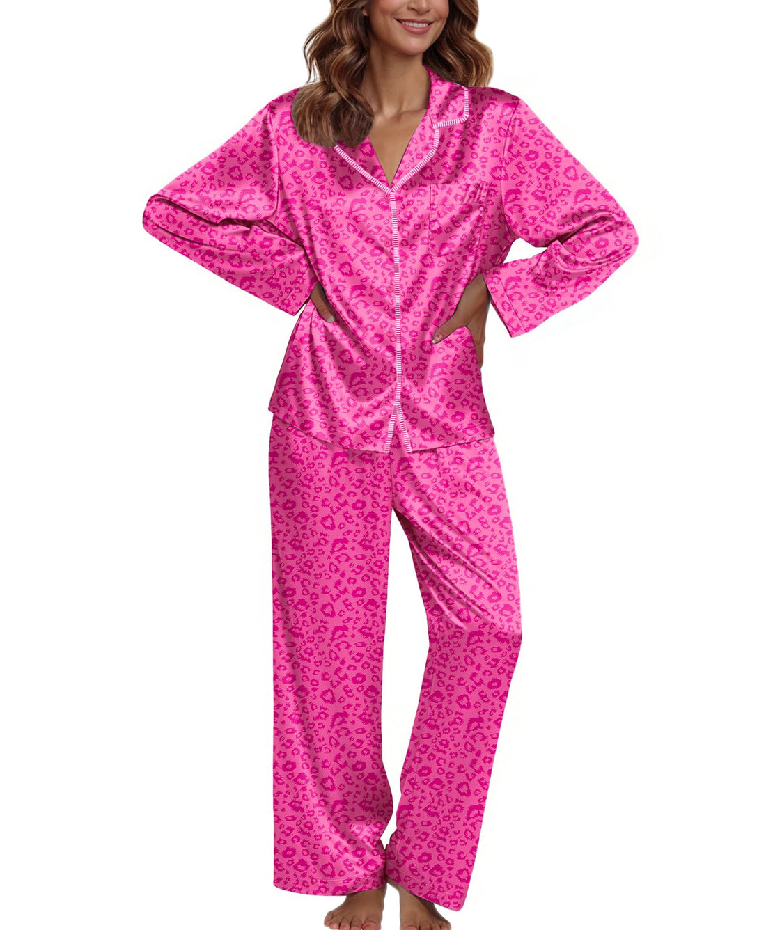 Ekouaer Pajamas For Women Silk Pjs Long Sleeve Button Down Lounge Sets