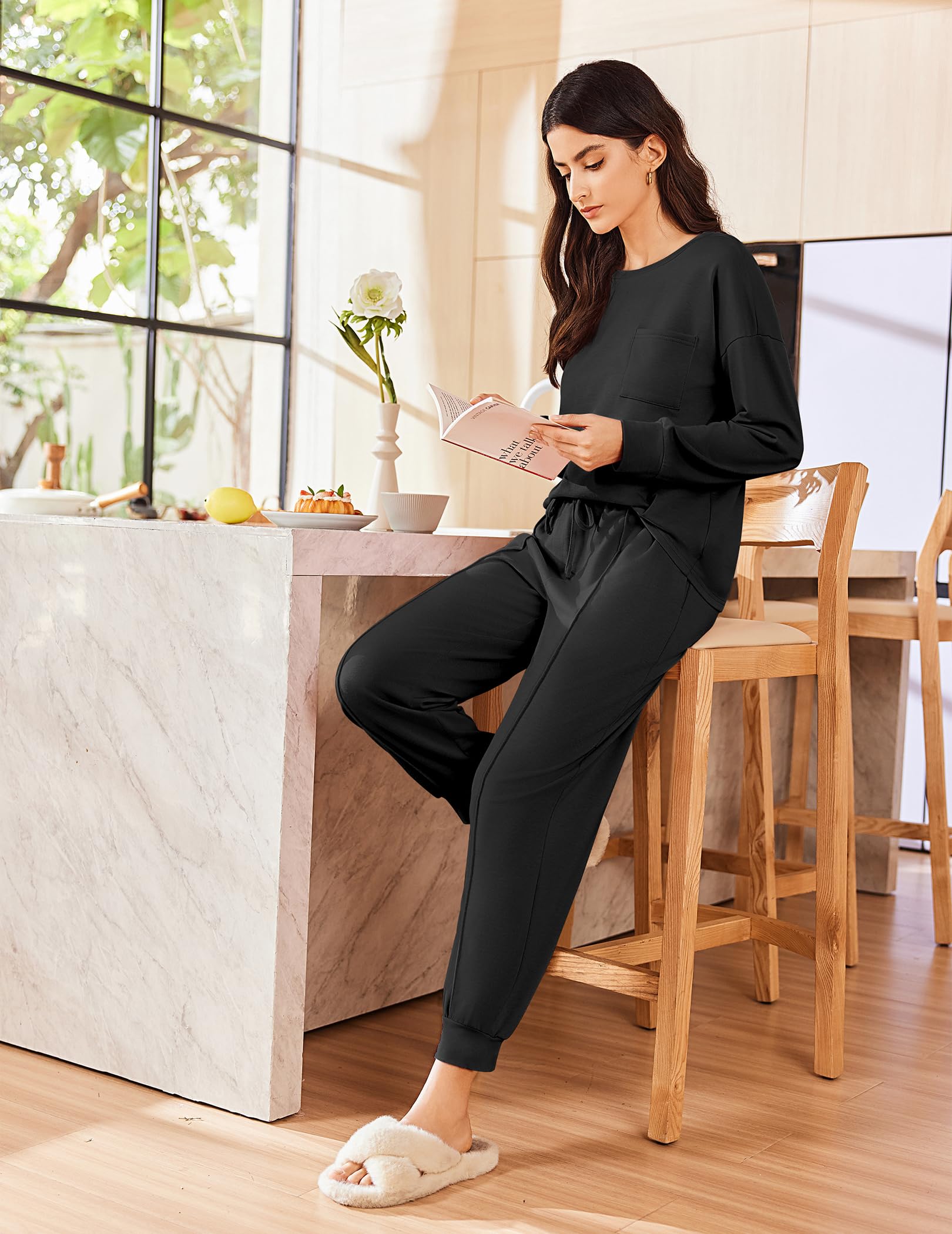 Ekouaer Lounge Sets for Women 2 Piece Jogger Pants Pajamas