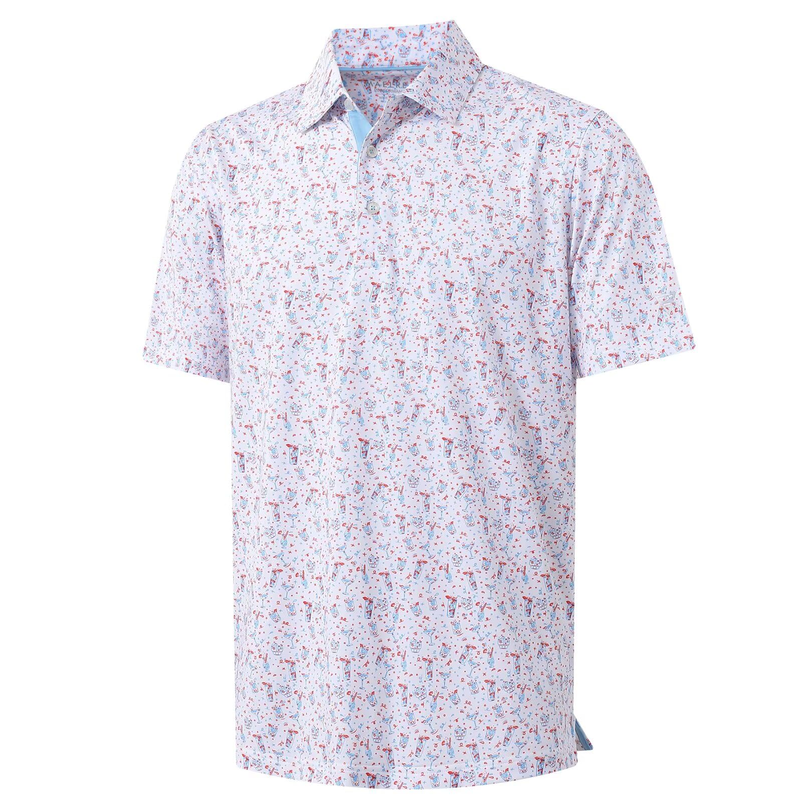 M MAELREG Mens Golf Shirt Short Sleeve Dry Fit Print Moisture Wicking Performance Patterns Collared Polo Shirt