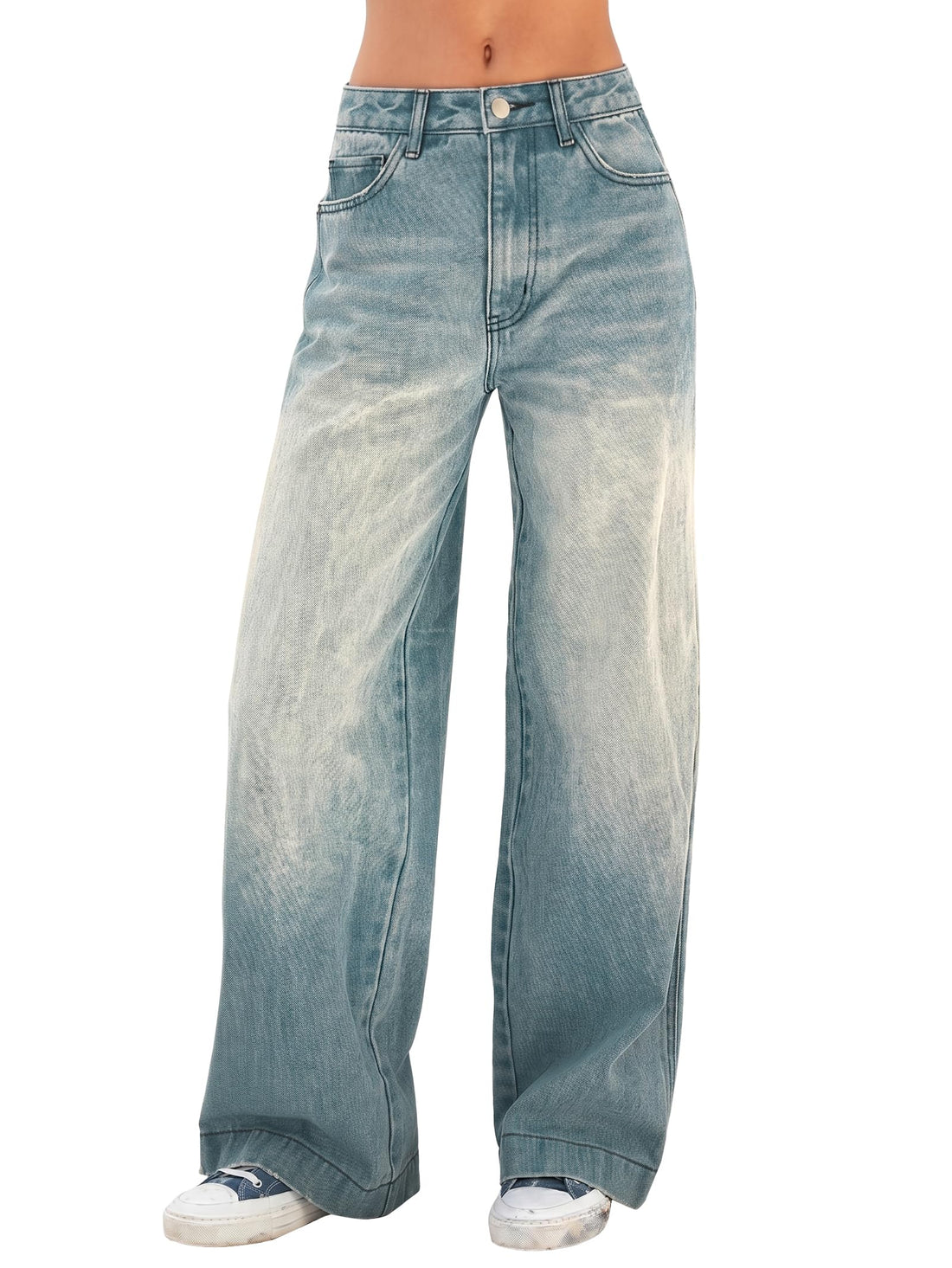 EMMIOL Women Baggy Jeans High Waist Boyfriend Streetwear Vintage Jeans Wide Leg Denim Pants