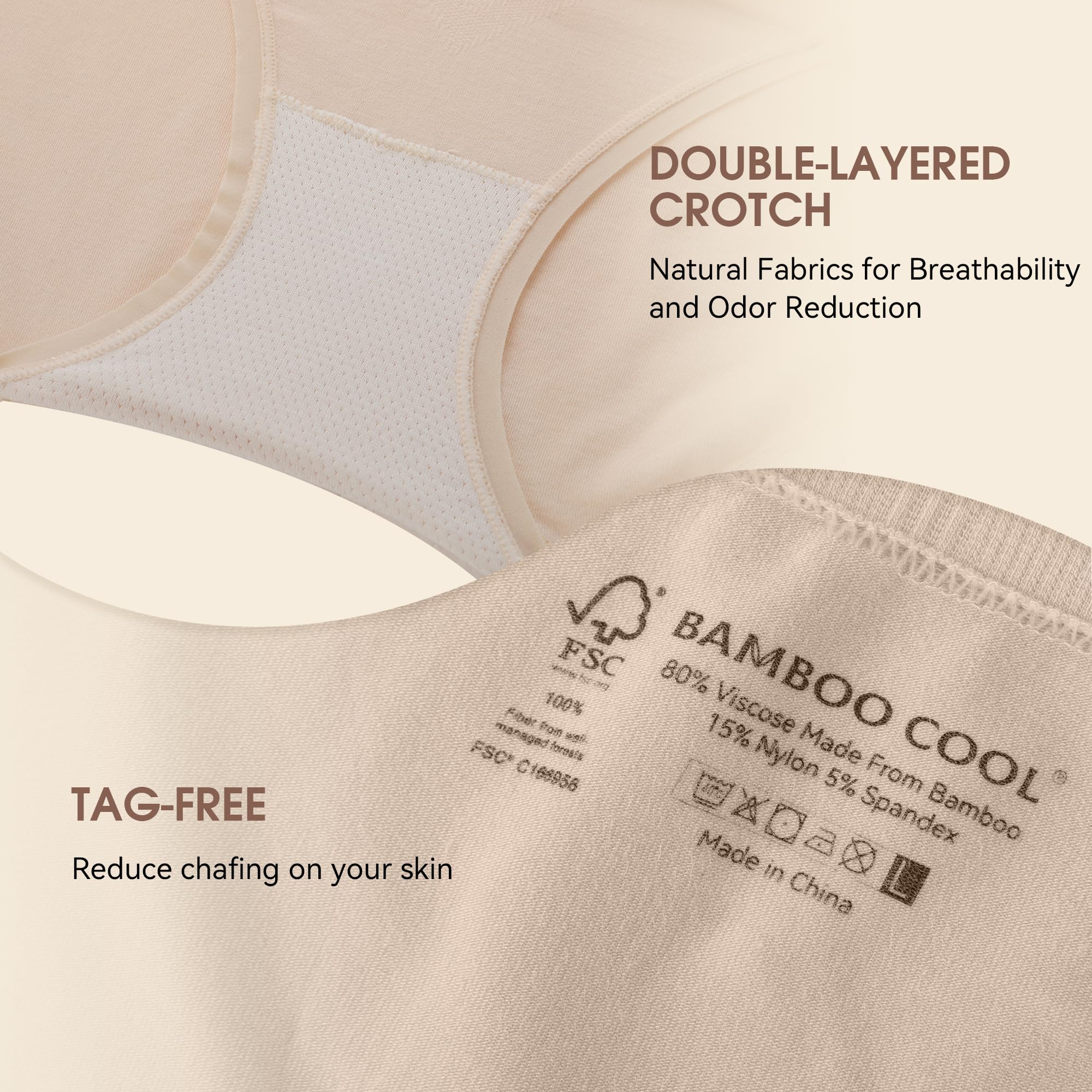 BAMBOO COOL Women's Underwear Ladies Brief Seamless Panties Moisture Wicking Stretchy Full Coverage