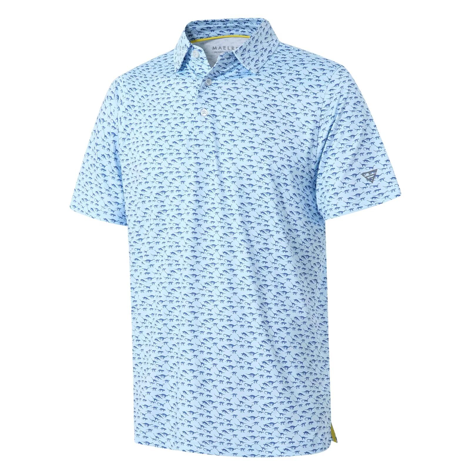 Golf Shirts for Men Dry Fit Short Sleeve Print Performance Moisture Wicking Polo Shirt