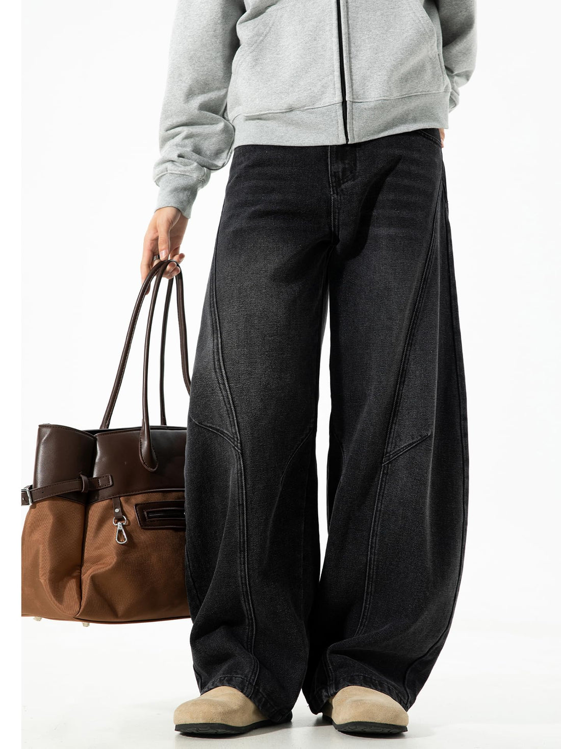 Baggy Hip Hop Jeans for Men Wide Leg Skater Denim Pants Casual Loose Fit Long Trousers