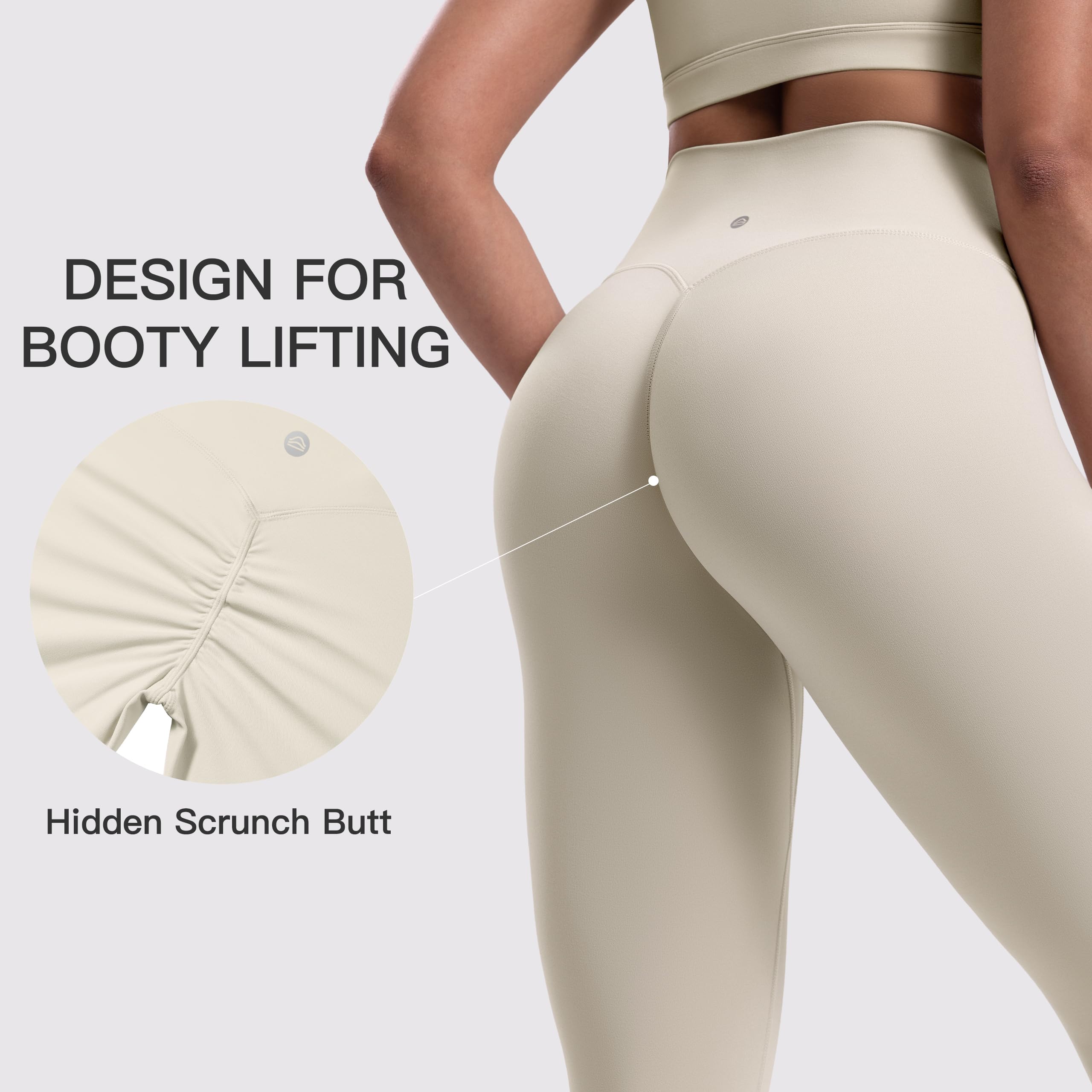 ENERBLOOM Yoga Leggings for Women Hidden Scrunch 25"/28"