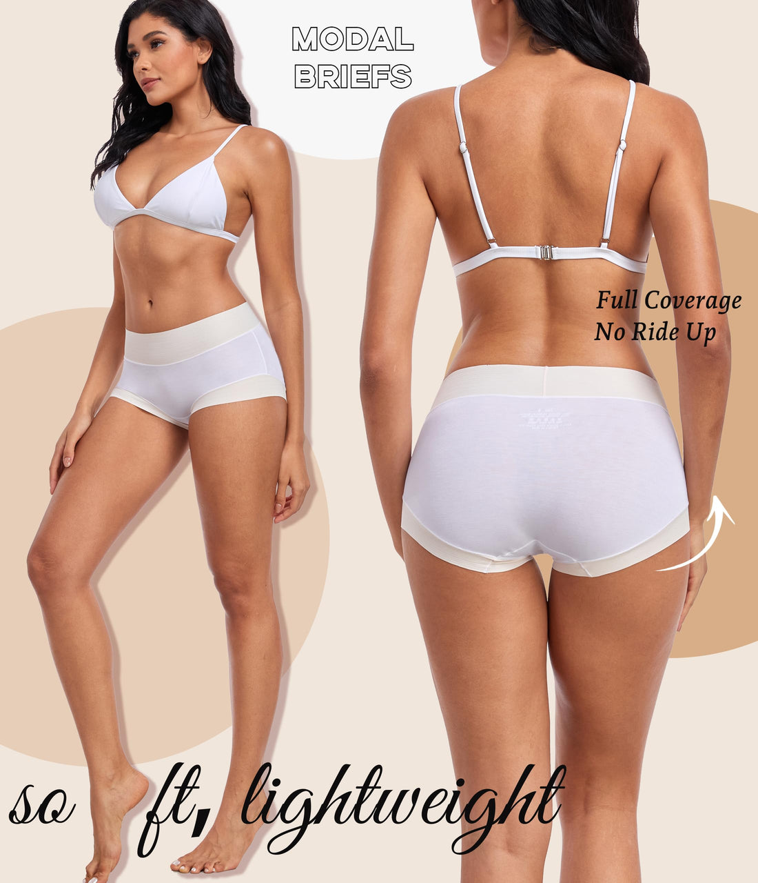 ANLIQI Women's Modal High Waisted Briefs,Soft Breathable Full Coverage Underwear Pack Moisture Wicking Ladies Panties