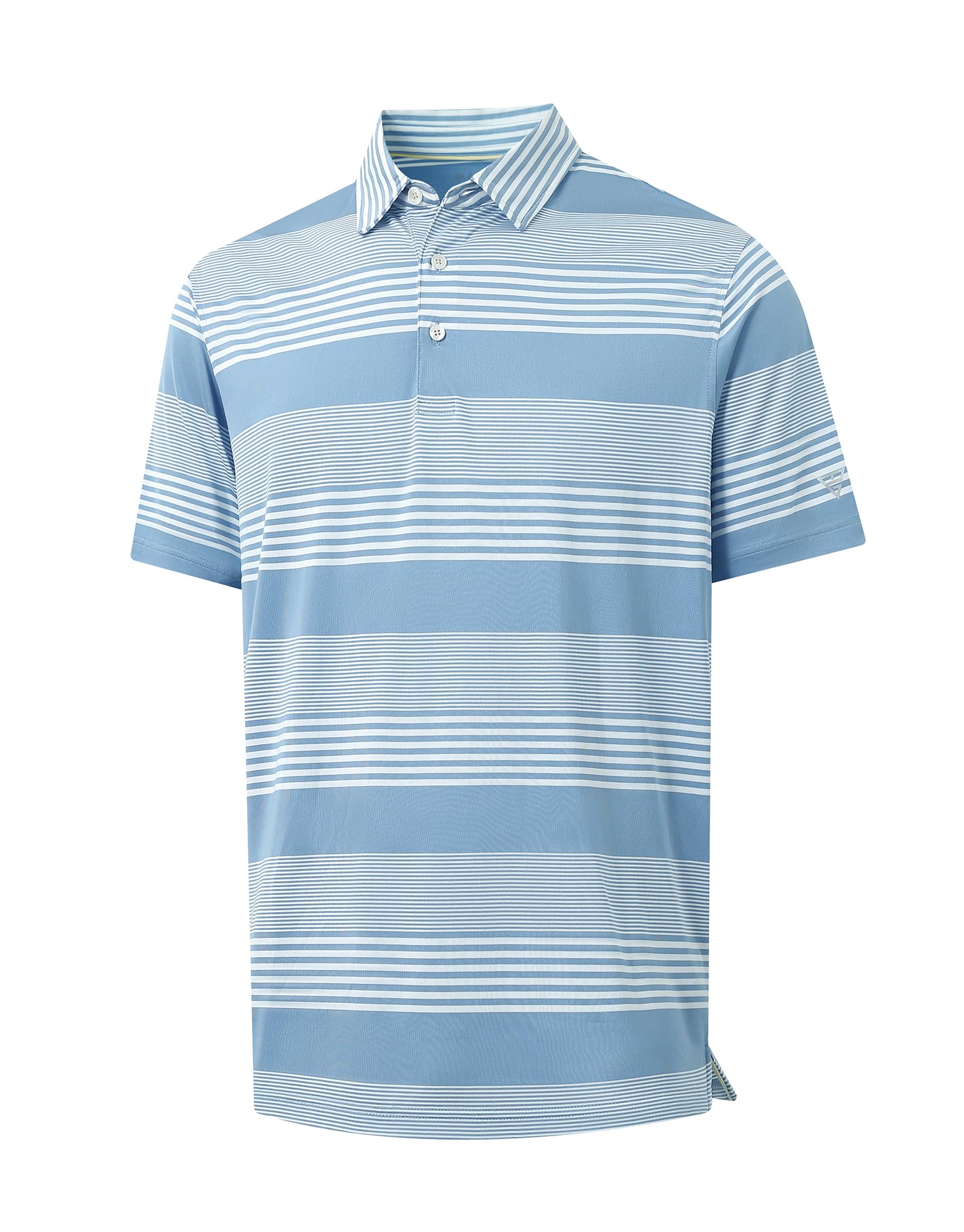M MAELREG Golf Shirts for Men Print Performance Moisture Wicking Dry Fit Heather Stripe Collared Mens Polo Shirt Short Sleeve