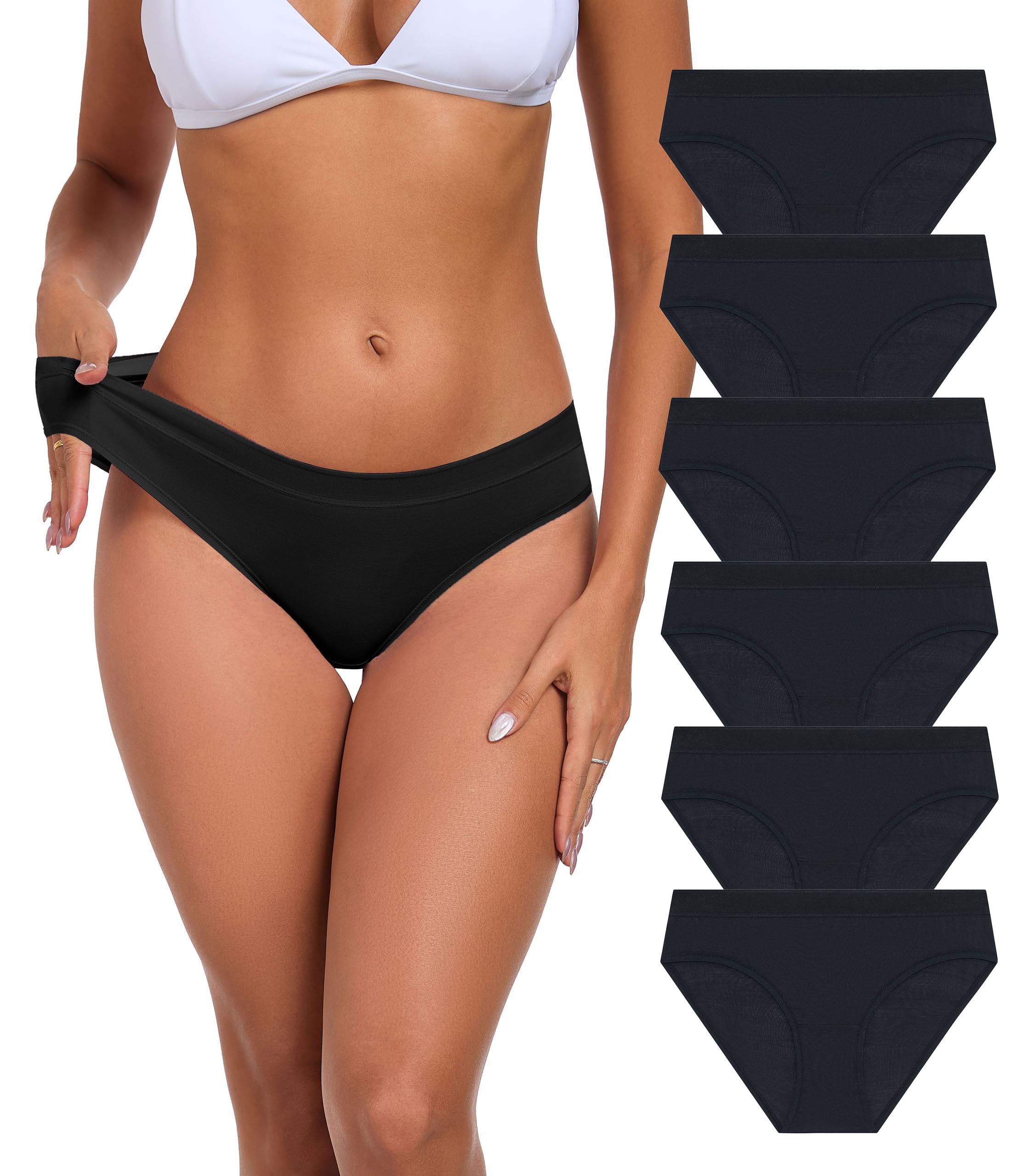 ANLIQI Women's Cotton Modal Ployamide Bikini Panties, Soft Moisture Wicking Hipster Briefs Undies for Ladies Multi-Pack