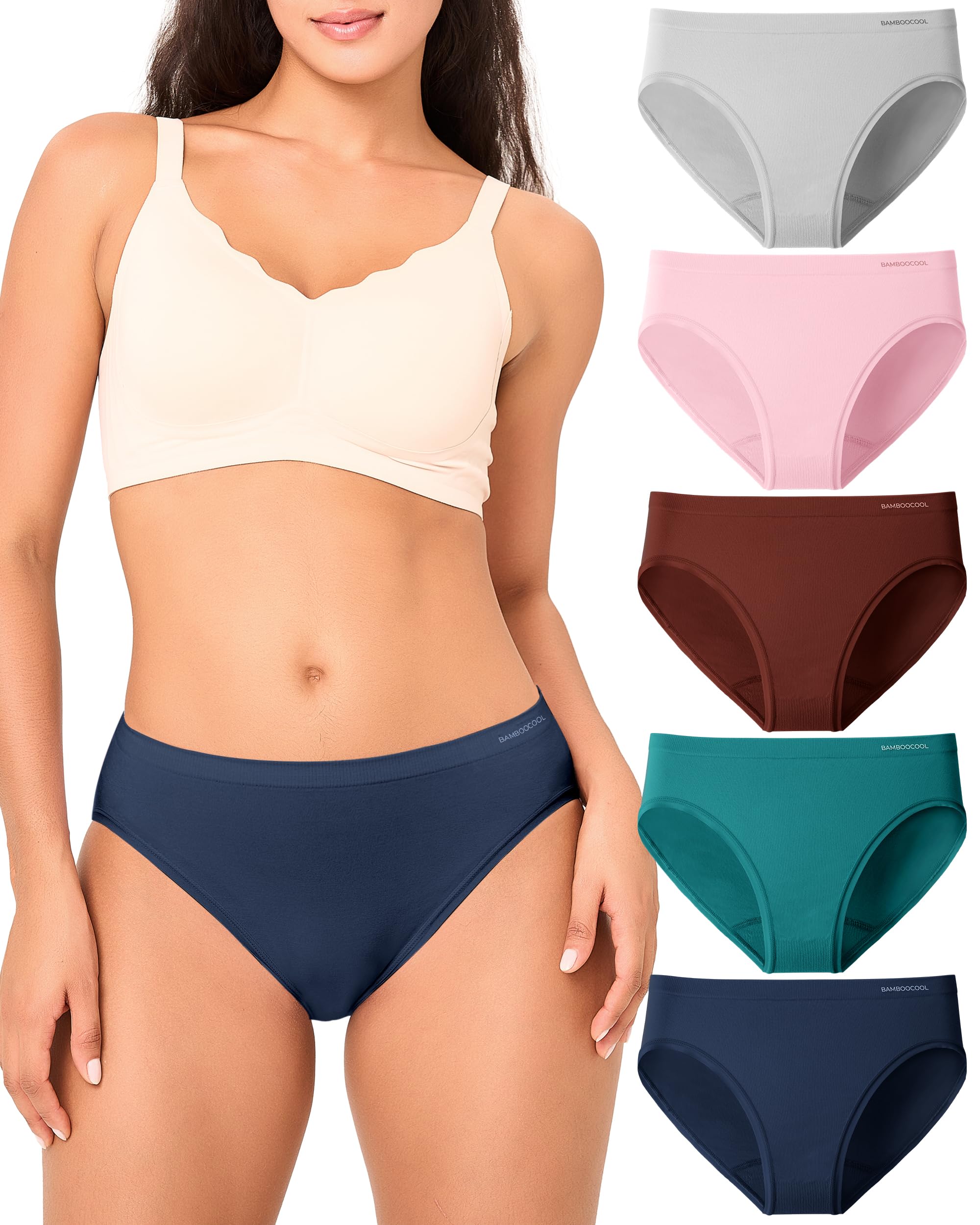 BAMBOO COOL Women's Underwear Ladies Brief Seamless Panties Moisture Wicking Stretchy Full Coverage