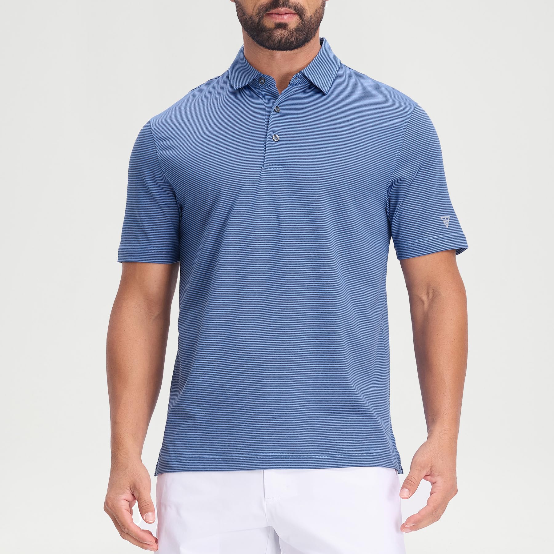 M MAELREG Men's Jacquard Stripe Golf Shirts Quick Dry Performance Short Sleeve Moisture Wicking Polo Shirt for Men