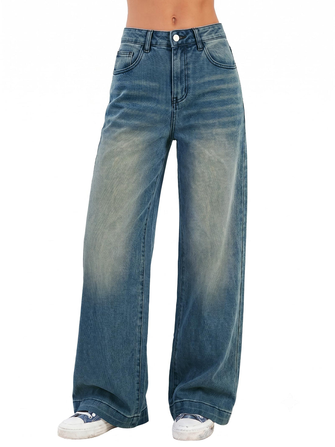 EMMIOL Women's 2026 Wide Leg Jeans Distress High Waist Stretchy Baggy Denim Pants Trousers Clothing
